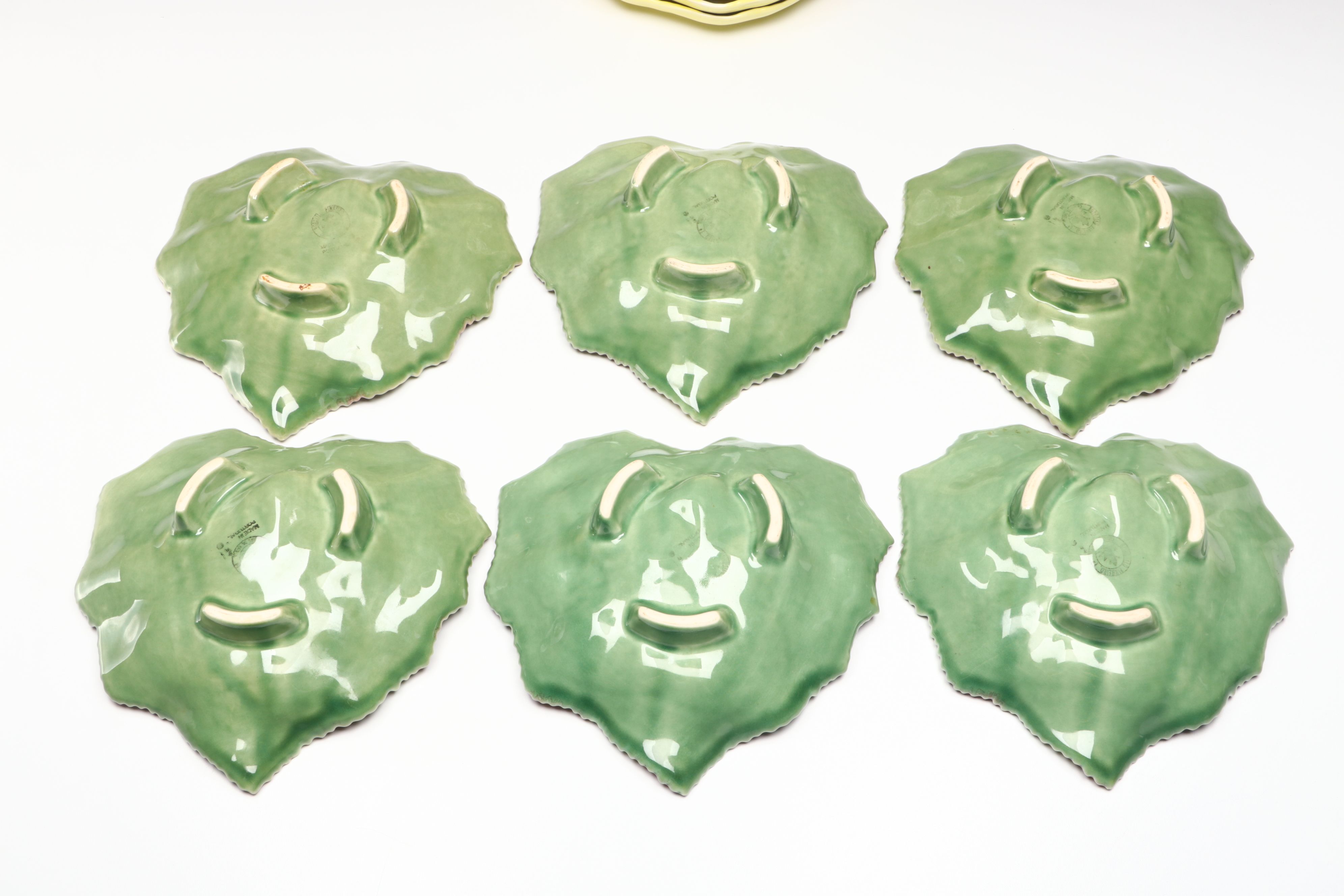 Bordallo Pinheiro and Secla Majolica Hand-Painted Leaf Plates