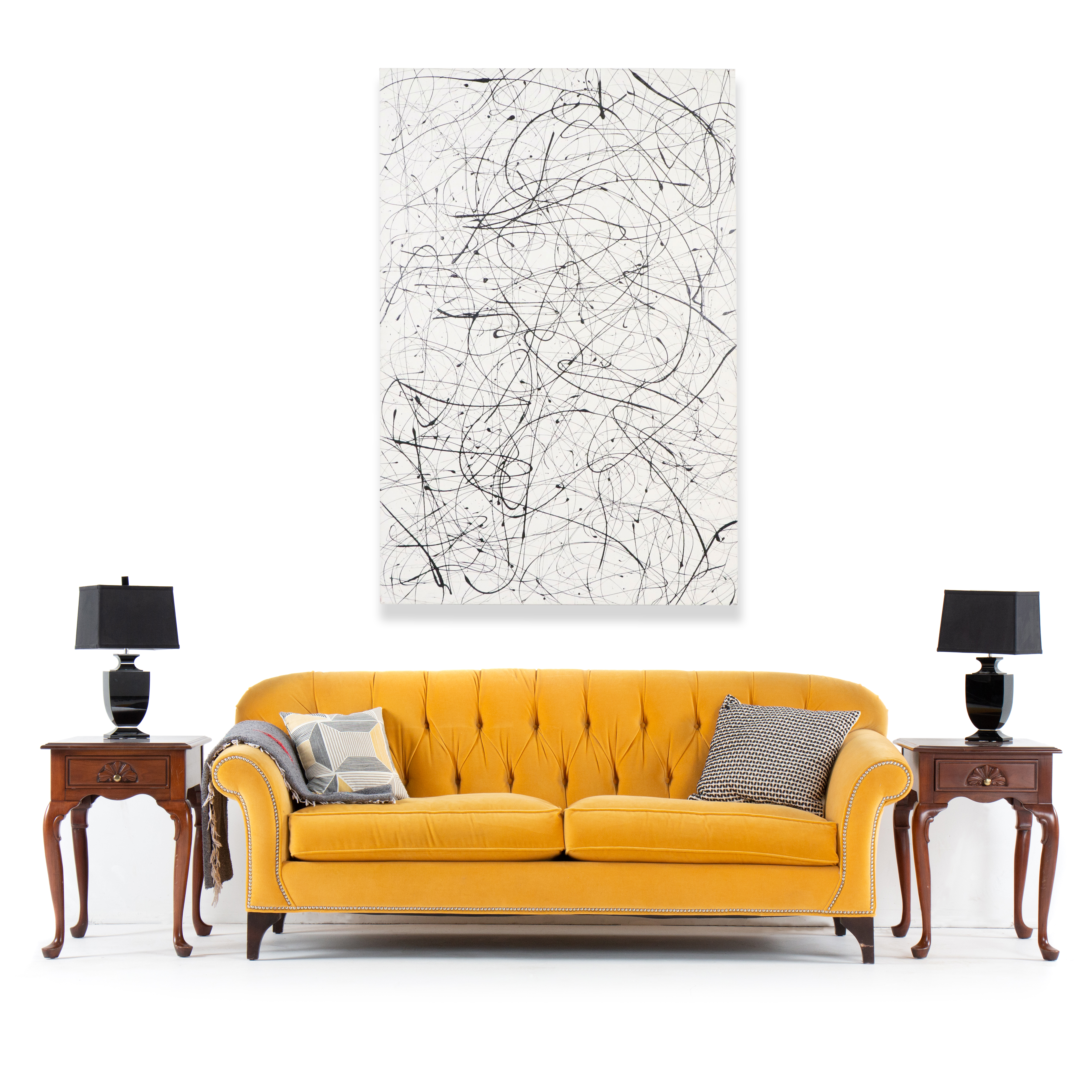 Duncan Simpson Acrylic Abstract Black and White Painting, 2009