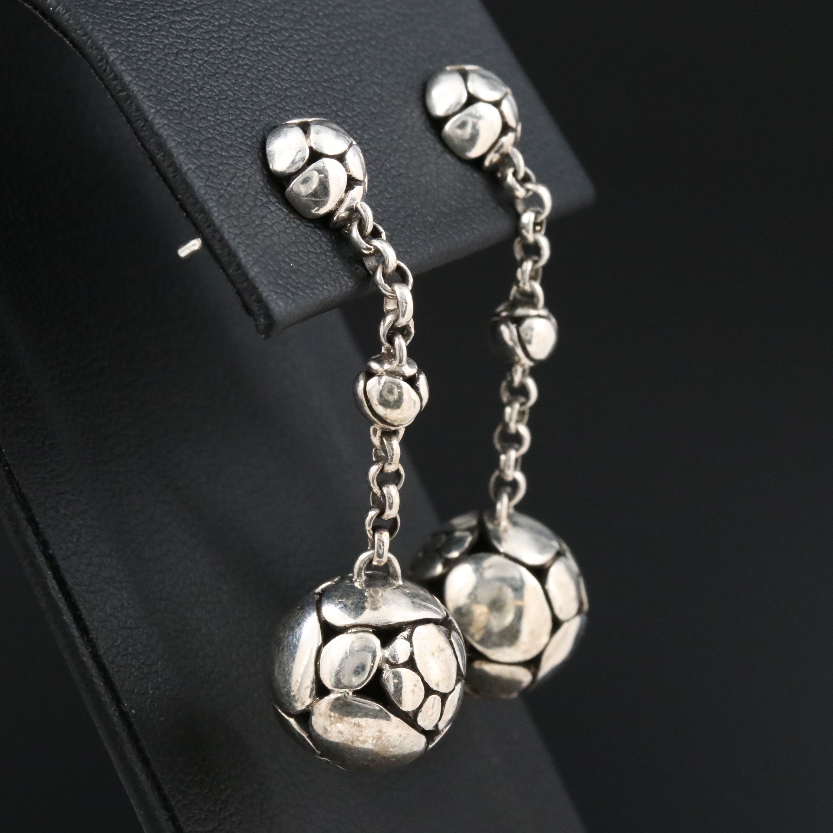 John Hardy Kali Pebble Sterling Ball Drop Earrings
