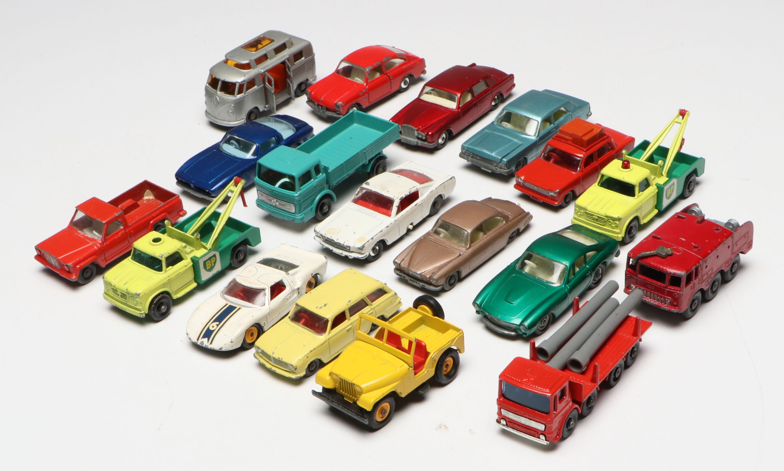 Lesney "Matchbox" Carrying Case with Fiat 1500 Model and More Diecast Vehicles