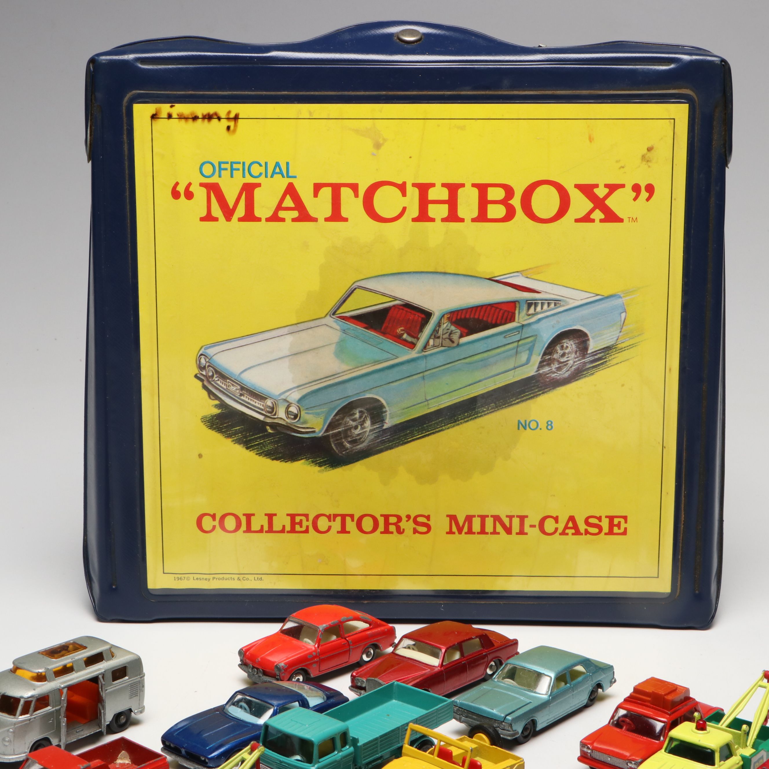 Lesney "Matchbox" Carrying Case with Fiat 1500 Model and More Diecast Vehicles