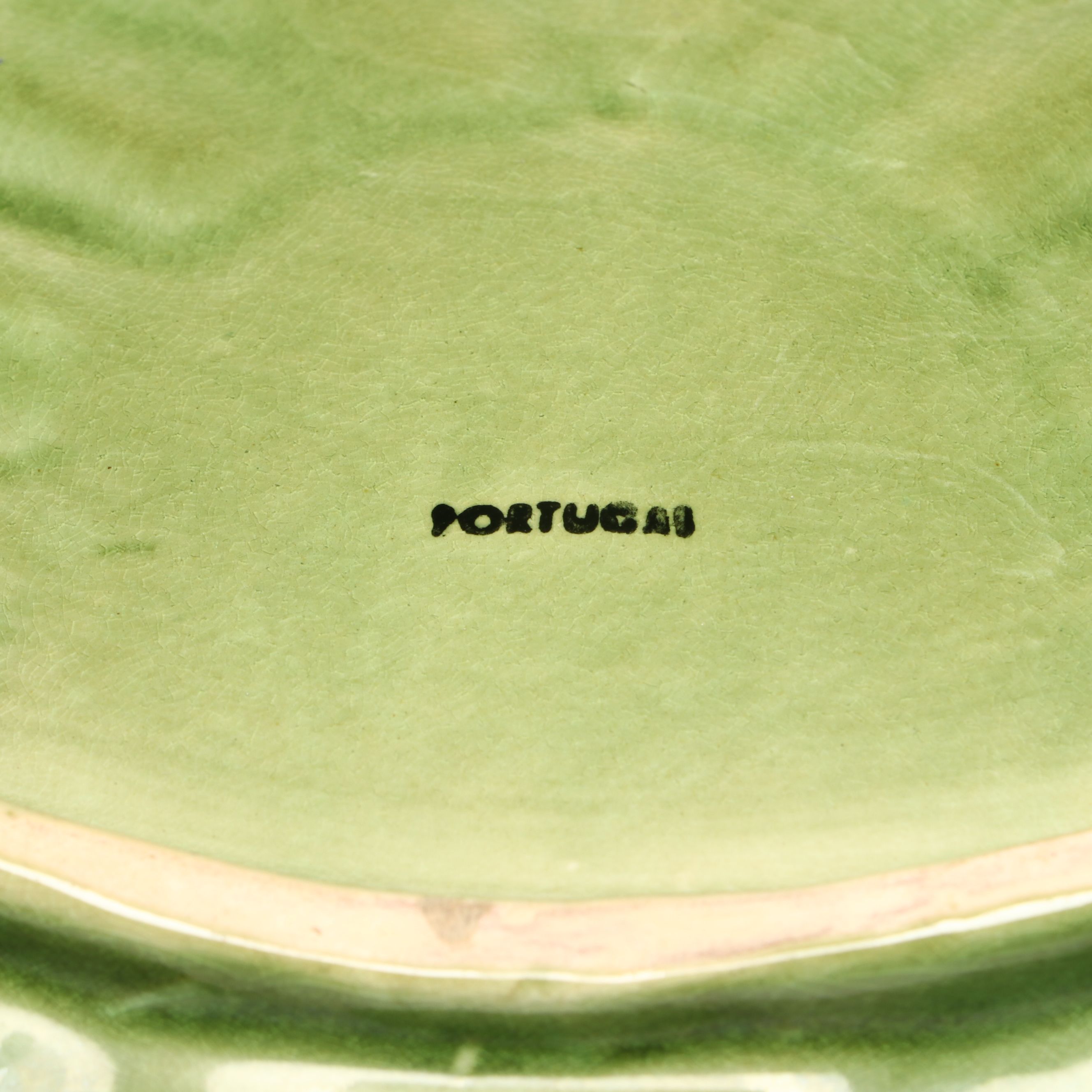 Portugese Ceramic Majolica Cabbage Chip and Dips
