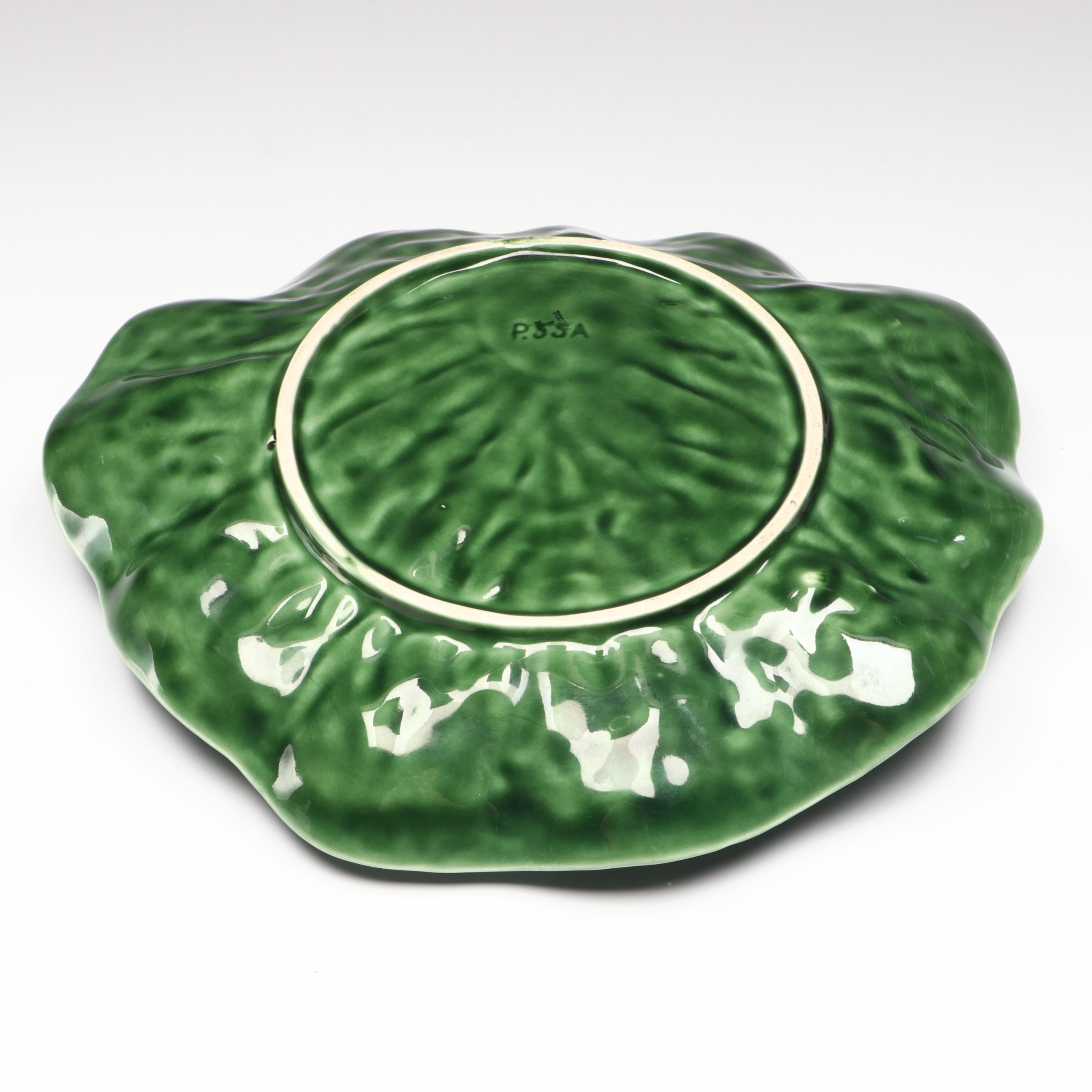 Portugese Ceramic Majolica Cabbage Chip and Dips