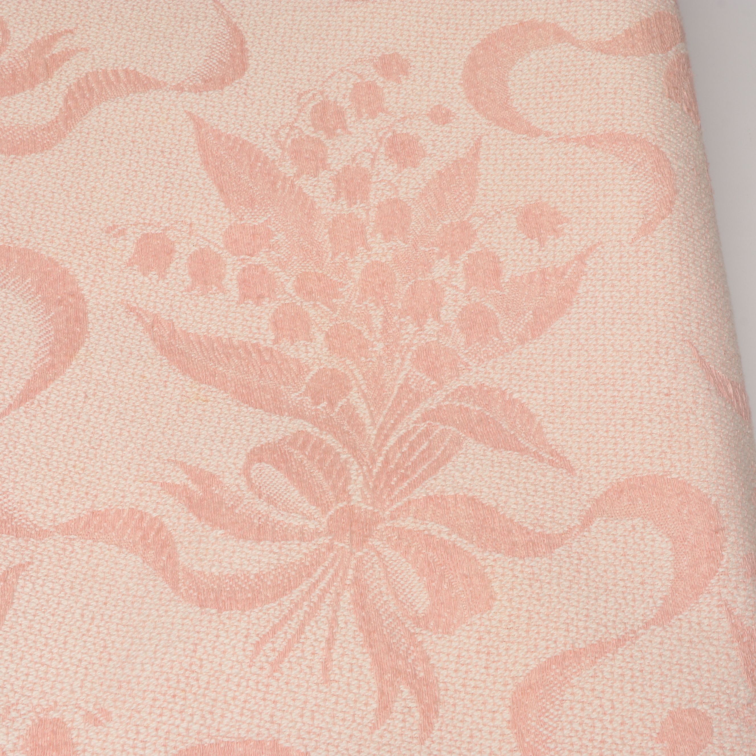 Pink Floral and Ribbon Designed Fabric Blankets, Mid-20th Century