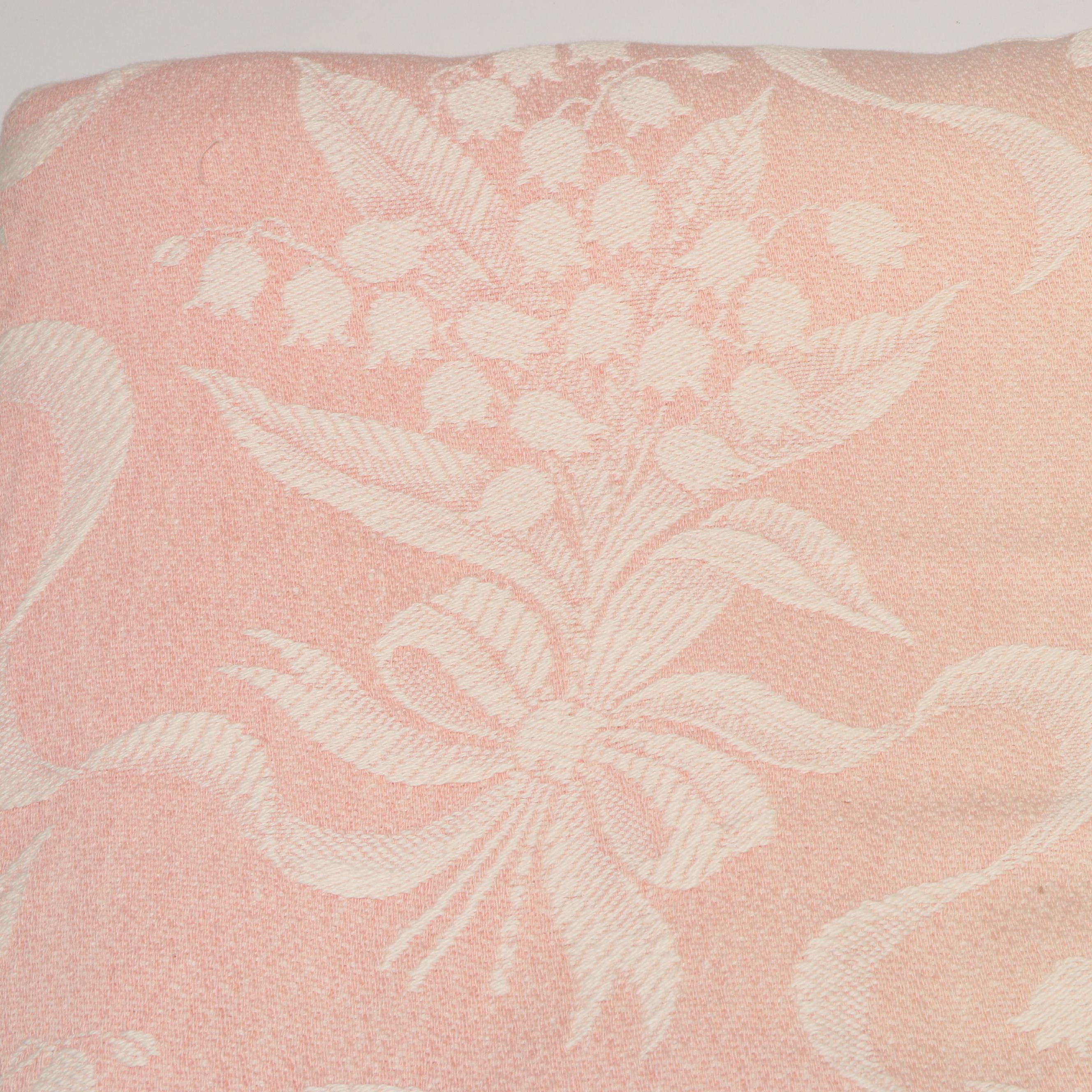 Pink Floral and Ribbon Designed Fabric Blankets, Mid-20th Century