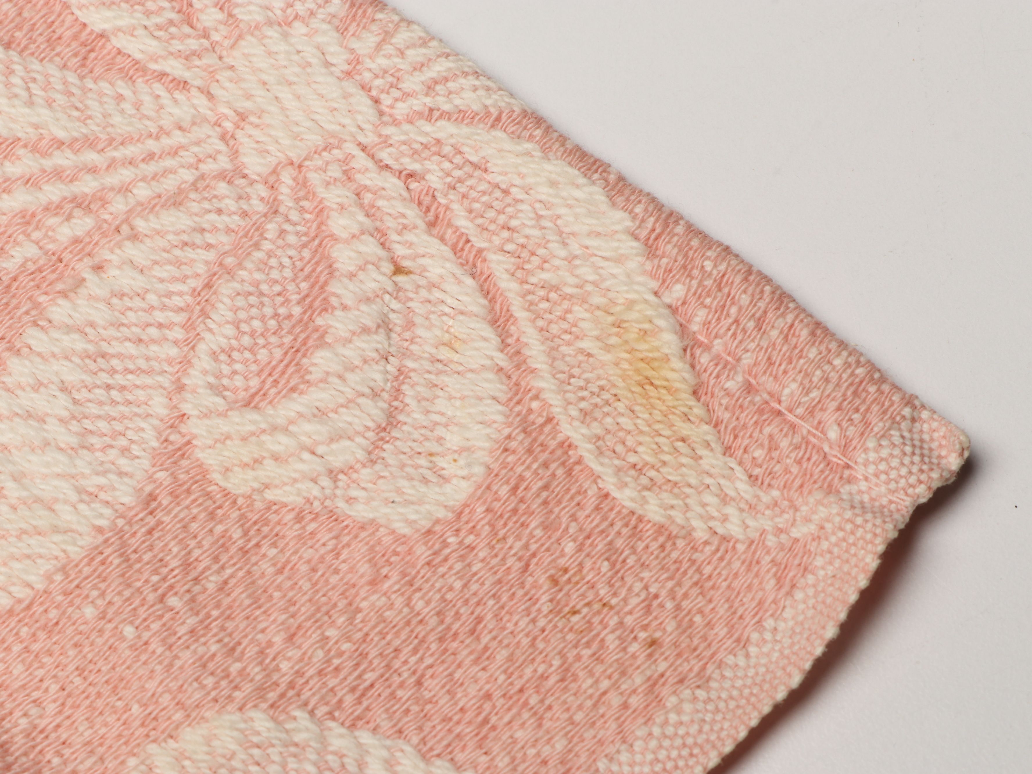 Pink Floral and Ribbon Designed Fabric Blankets, Mid-20th Century