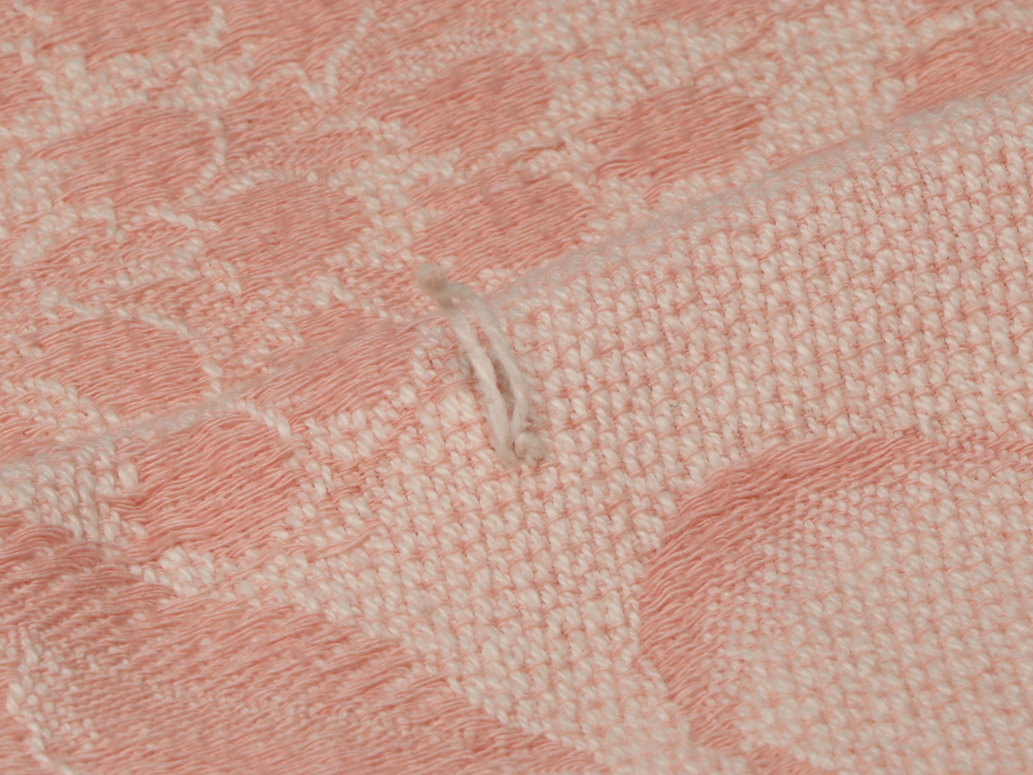Pink Floral and Ribbon Designed Fabric Blankets, Mid-20th Century