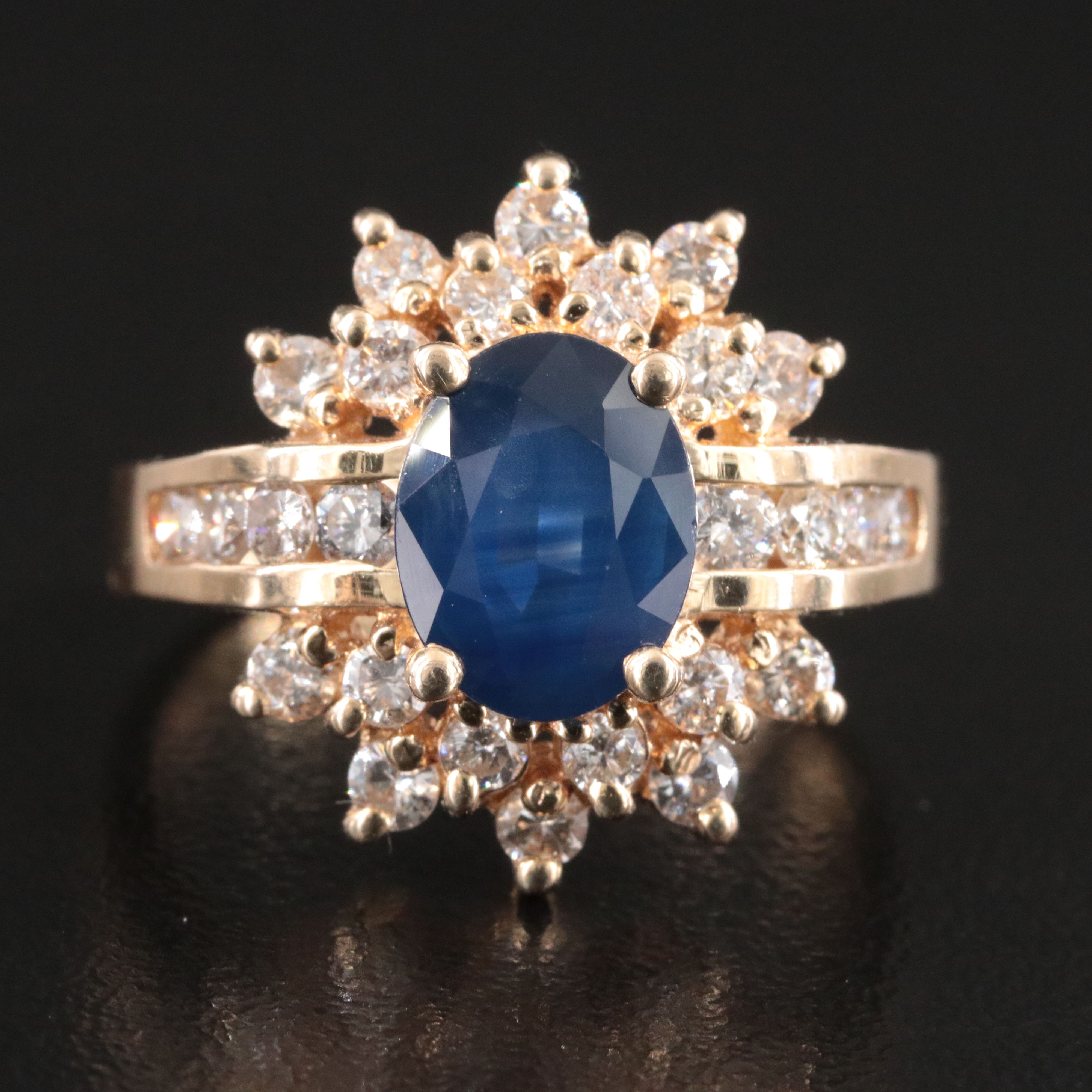 14K 2.17 CT Sapphire and 1.06 CTW Diamond Ring