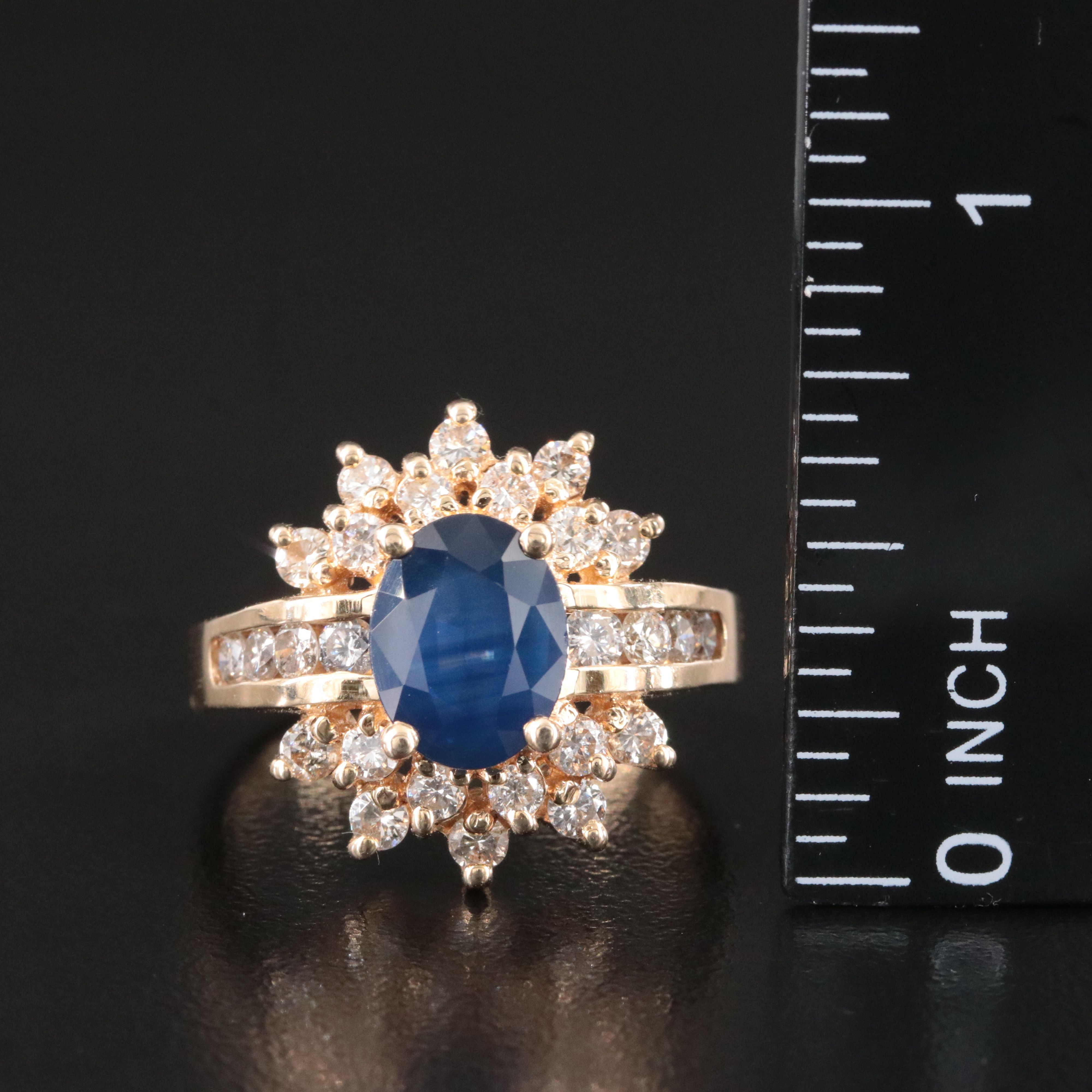 14K 2.17 CT Sapphire and 1.06 CTW Diamond Ring