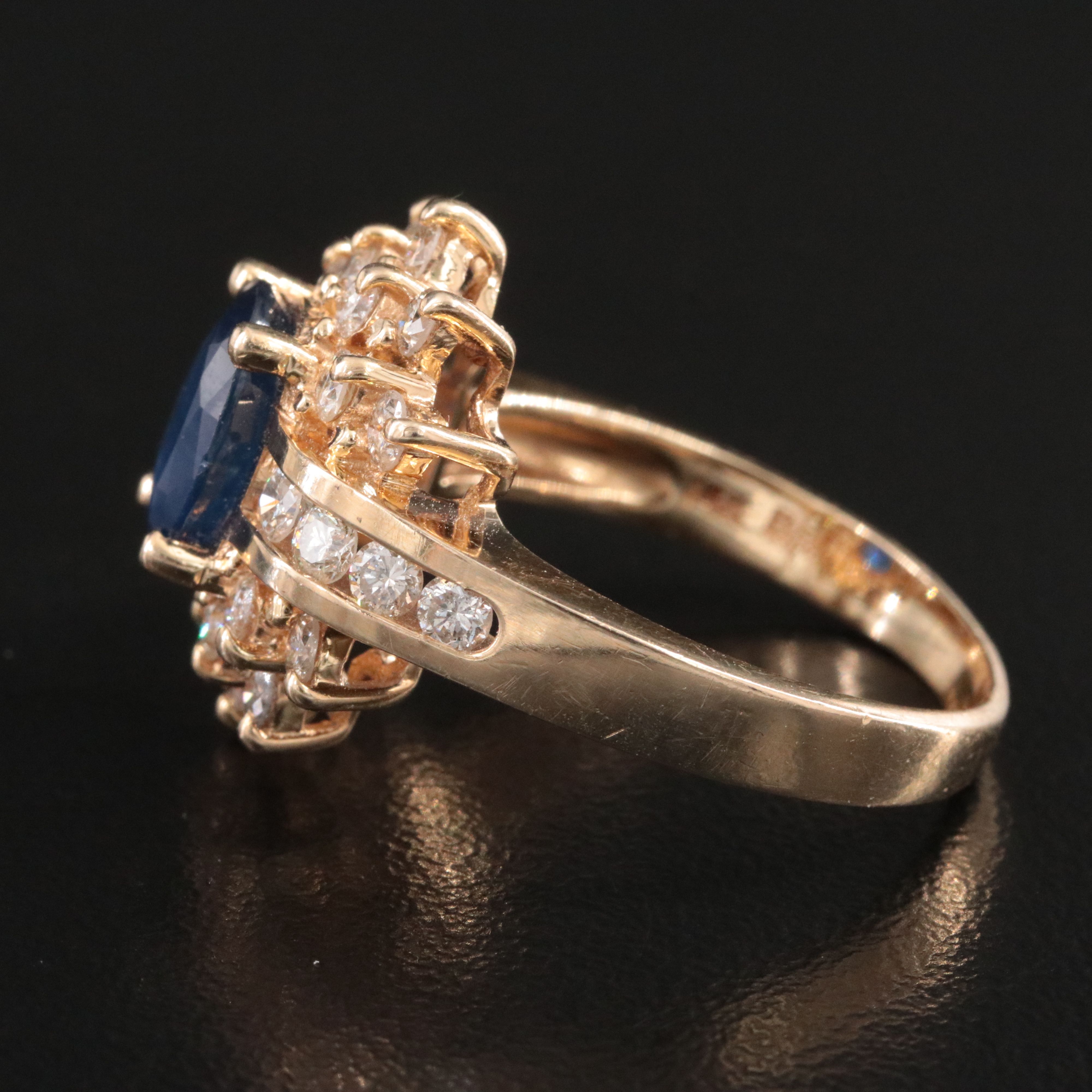 14K 2.17 CT Sapphire and 1.06 CTW Diamond Ring