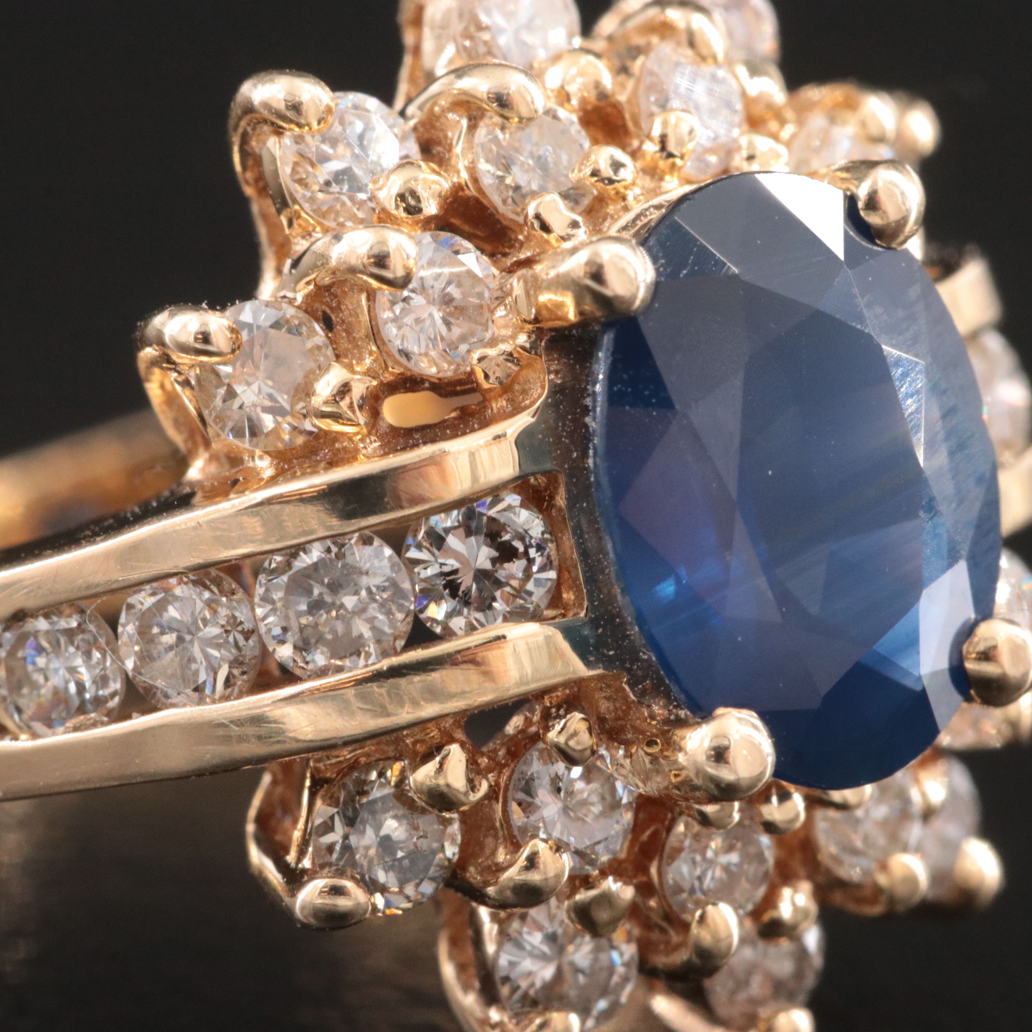 14K 2.17 CT Sapphire and 1.06 CTW Diamond Ring