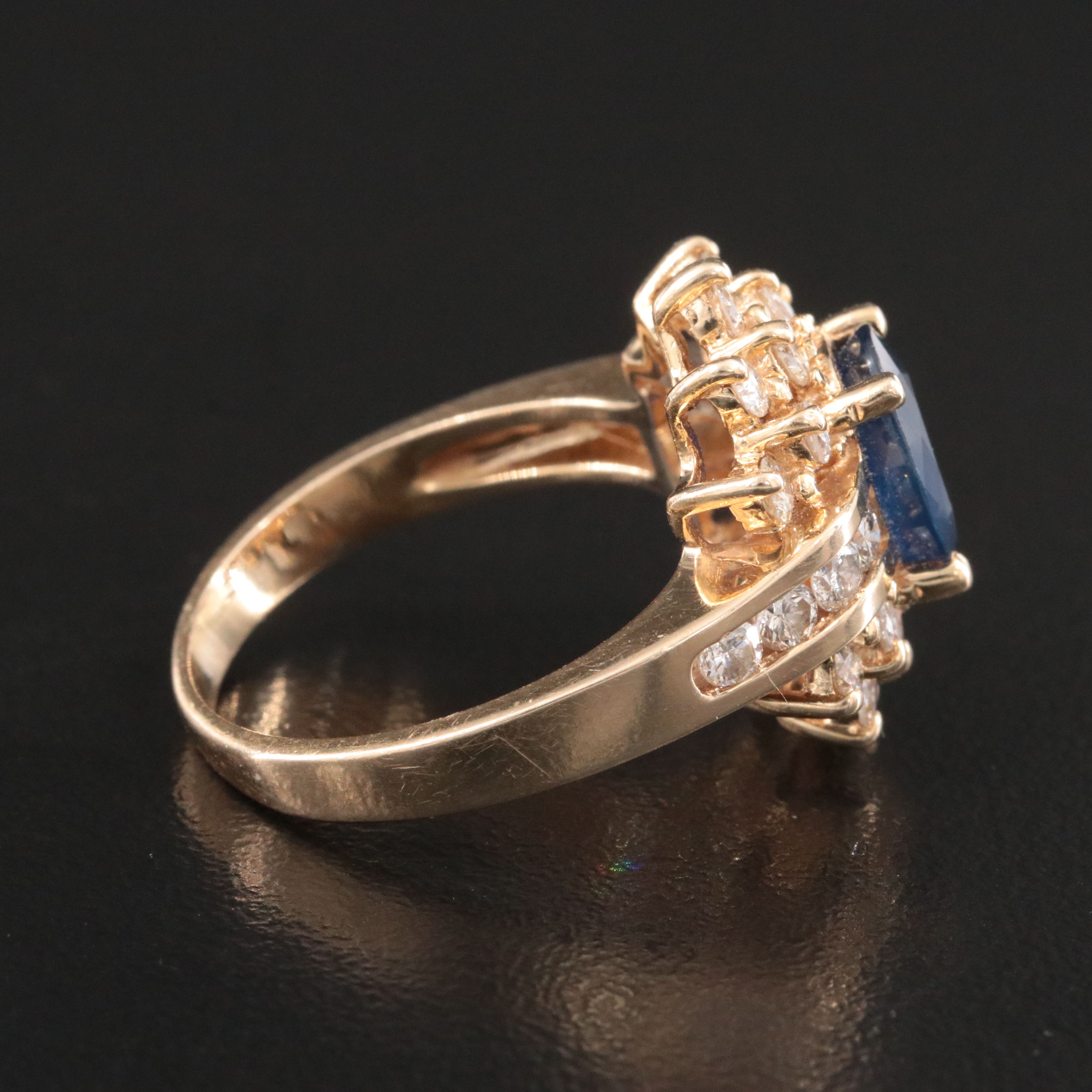 14K 2.17 CT Sapphire and 1.06 CTW Diamond Ring