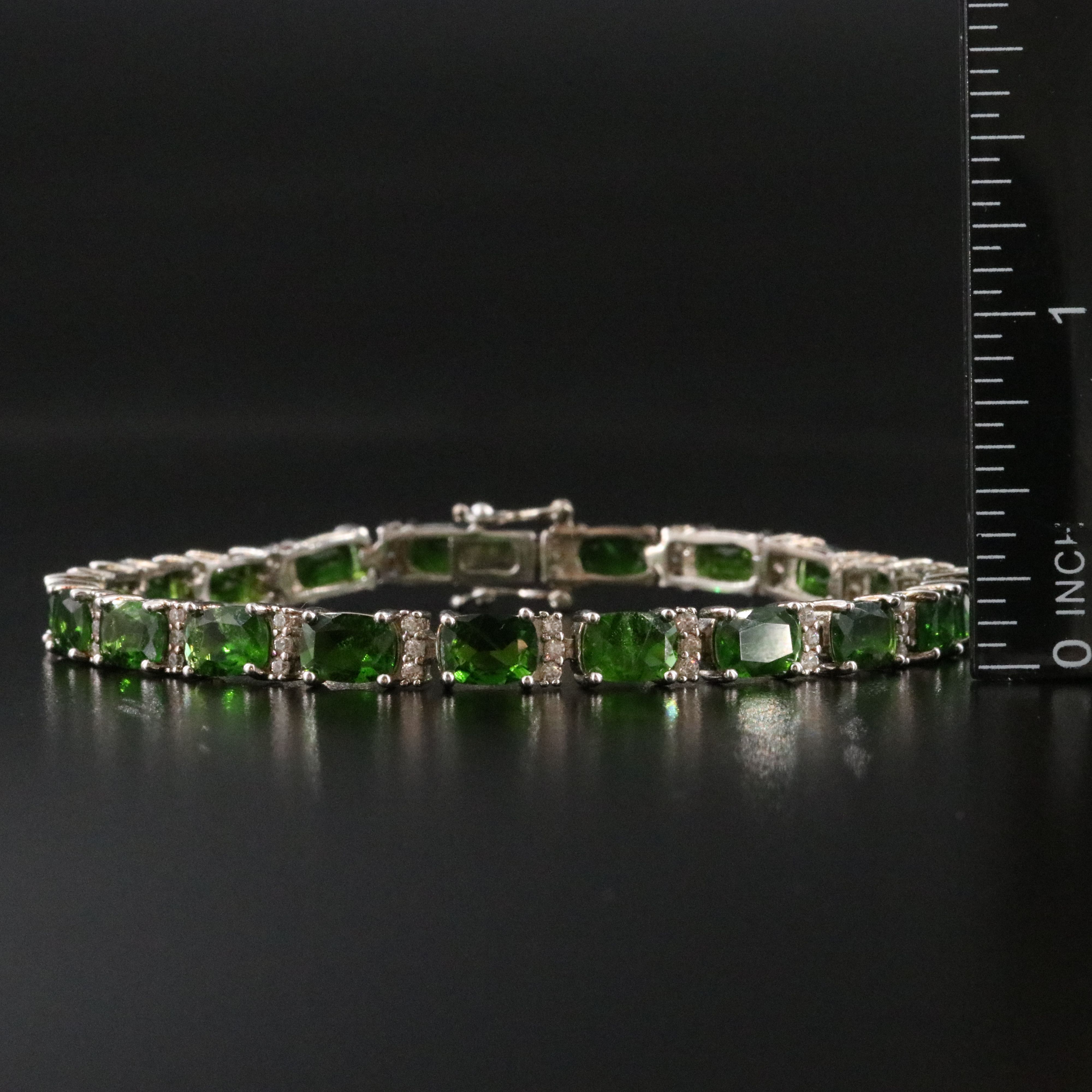 Sterling Diopside and White Zircon Bracelet