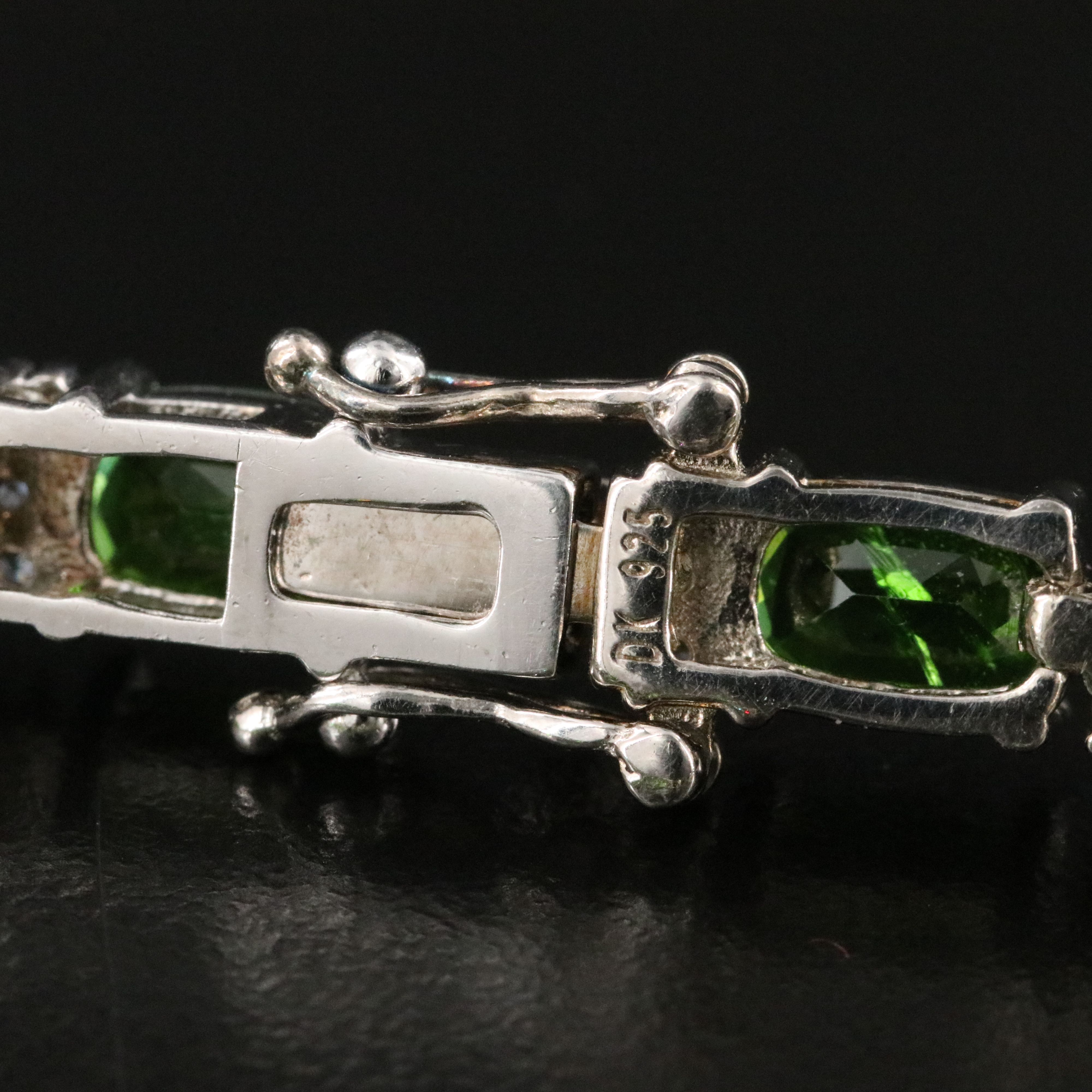 Sterling Diopside and White Zircon Bracelet