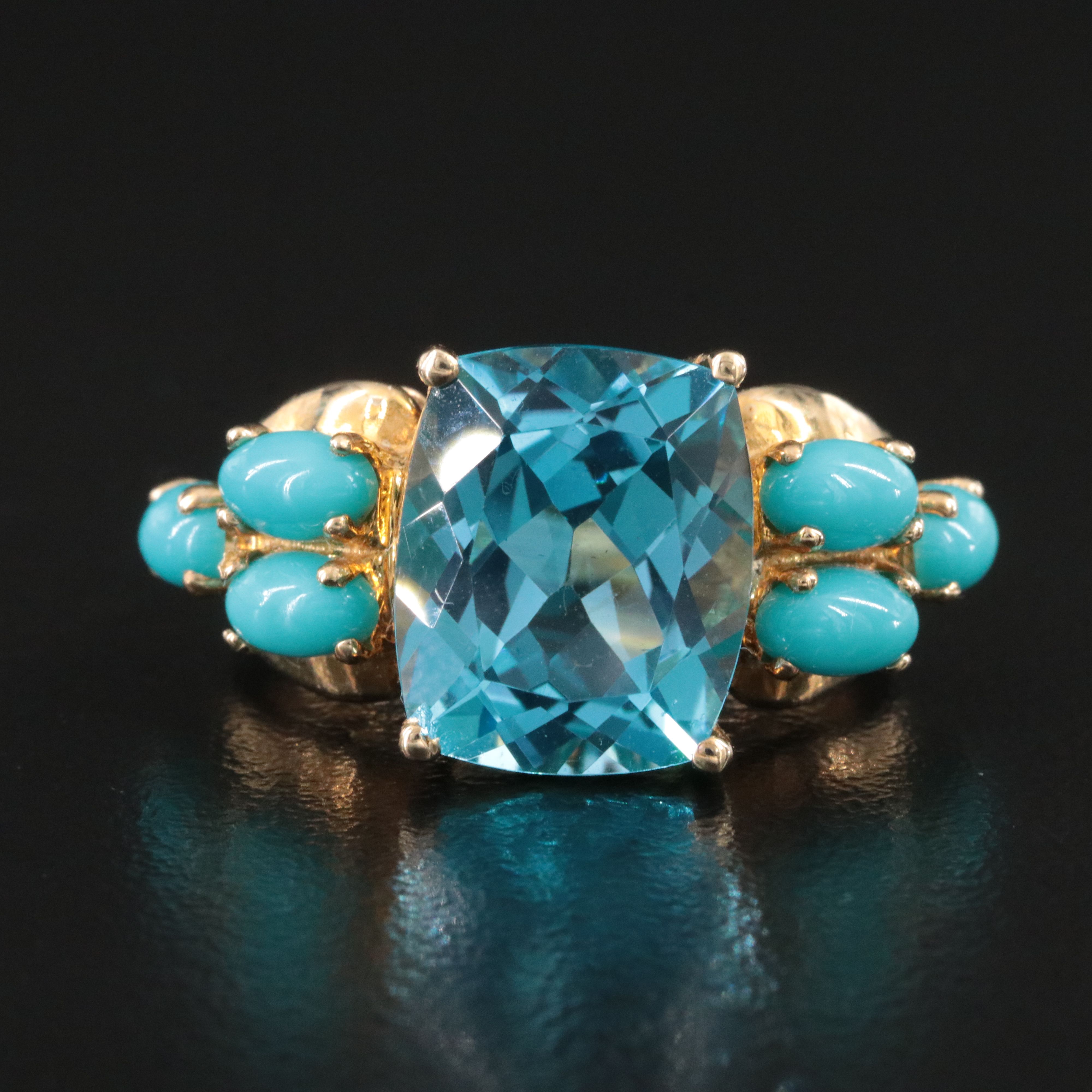 10K Topaz and Turquoise Ring
