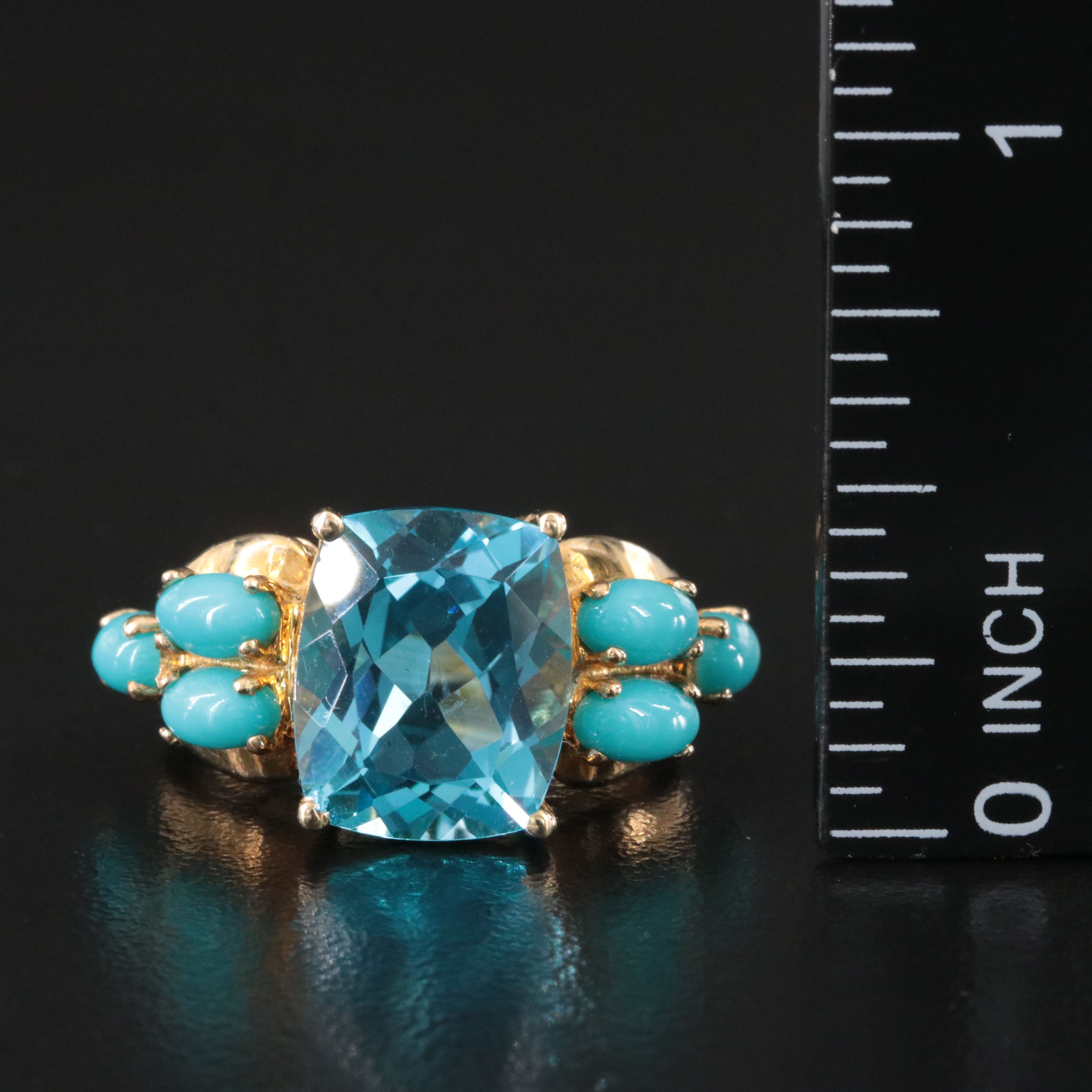 10K Topaz and Turquoise Ring