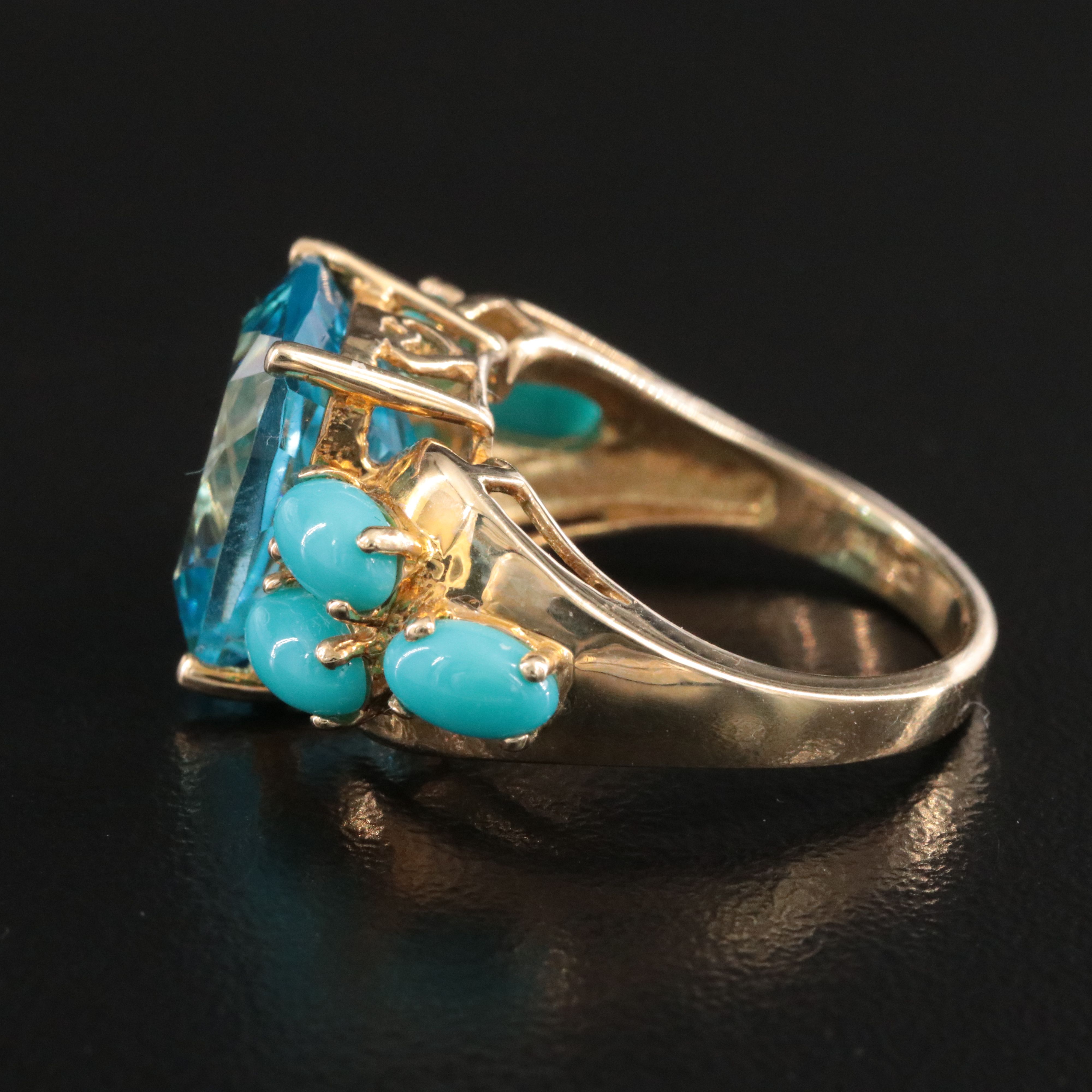 10K Topaz and Turquoise Ring