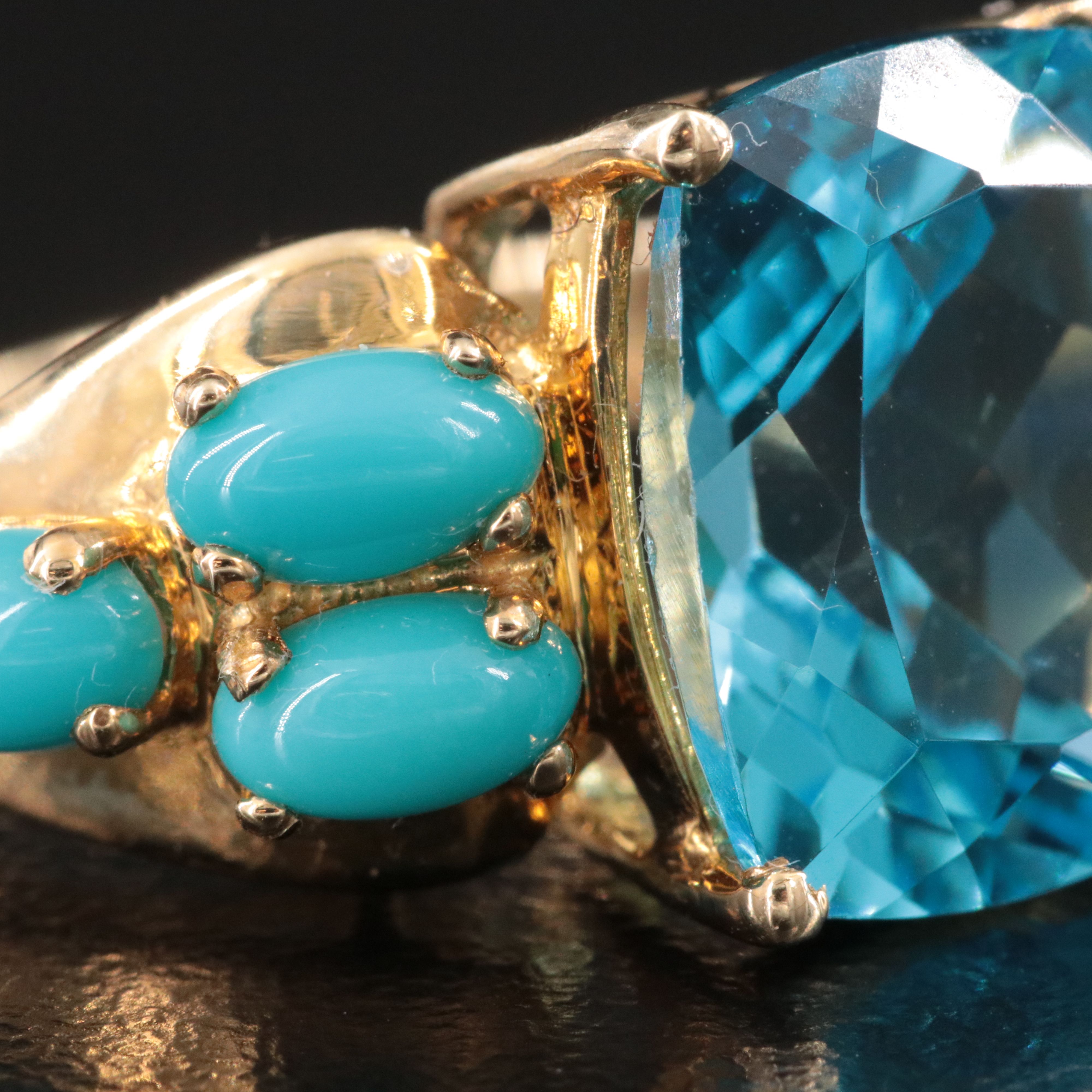10K Topaz and Turquoise Ring