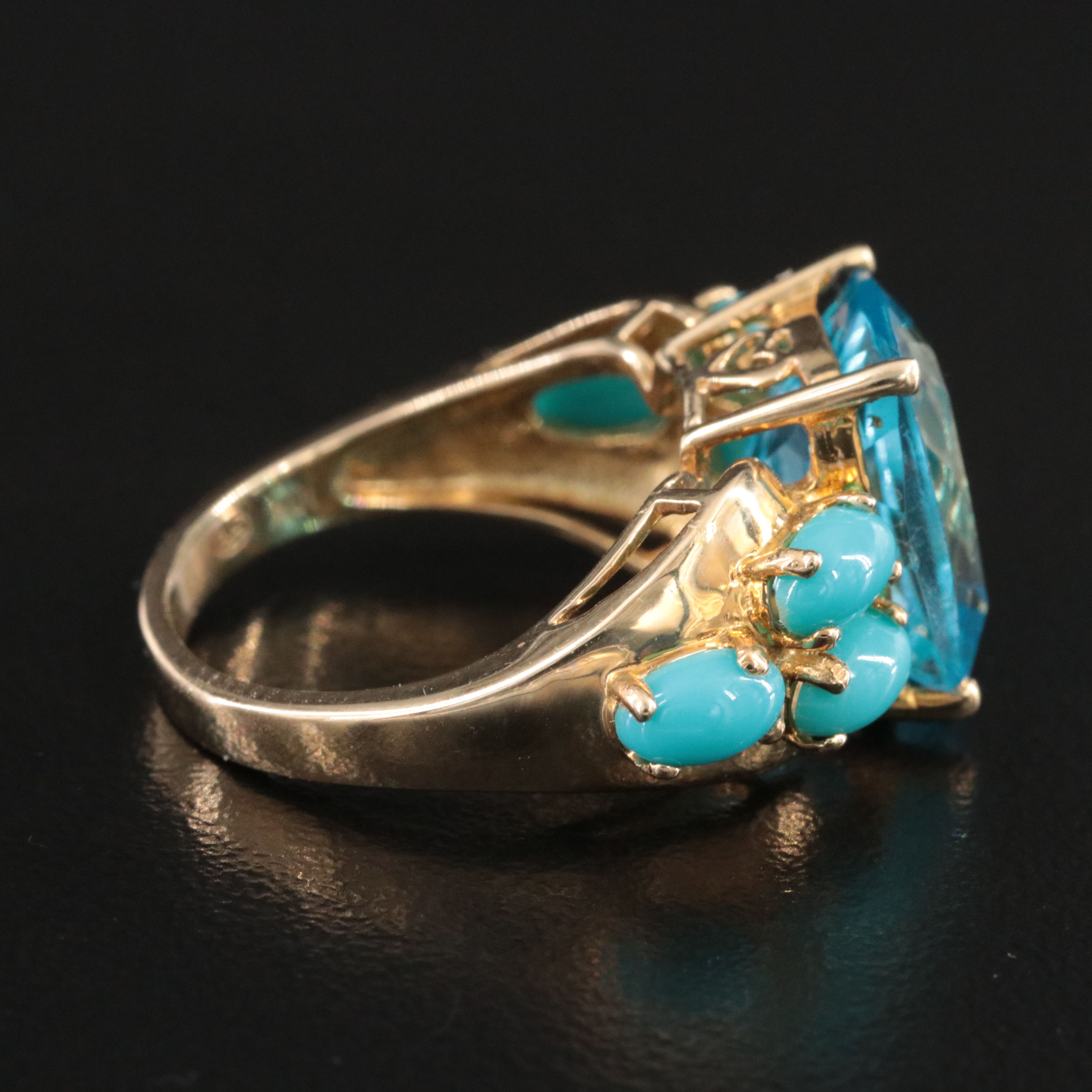 10K Topaz and Turquoise Ring