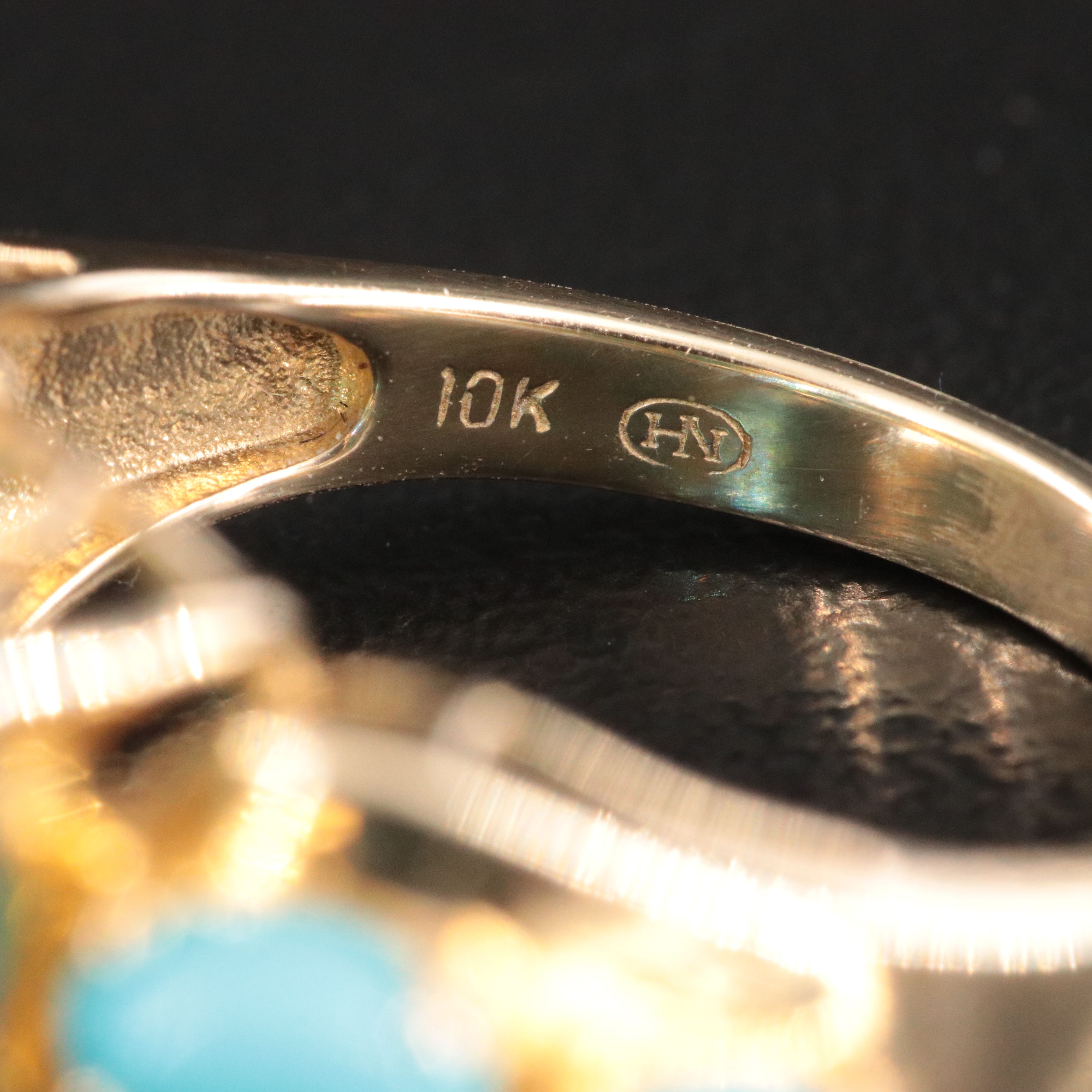 10K Topaz and Turquoise Ring