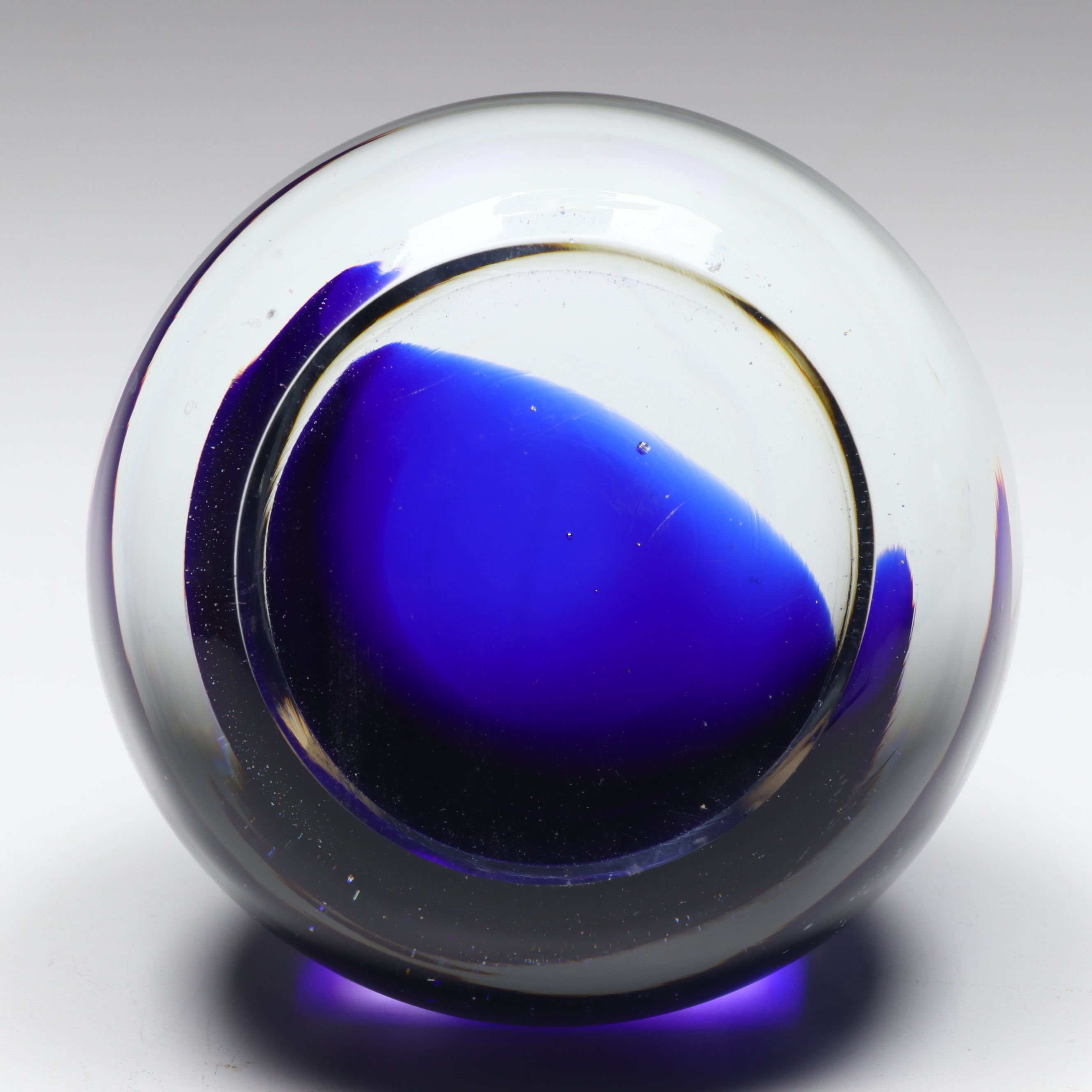 Tiffany & Co. Heart-Shaped Crystal Paperweight with Other Cobalt Art Glass
