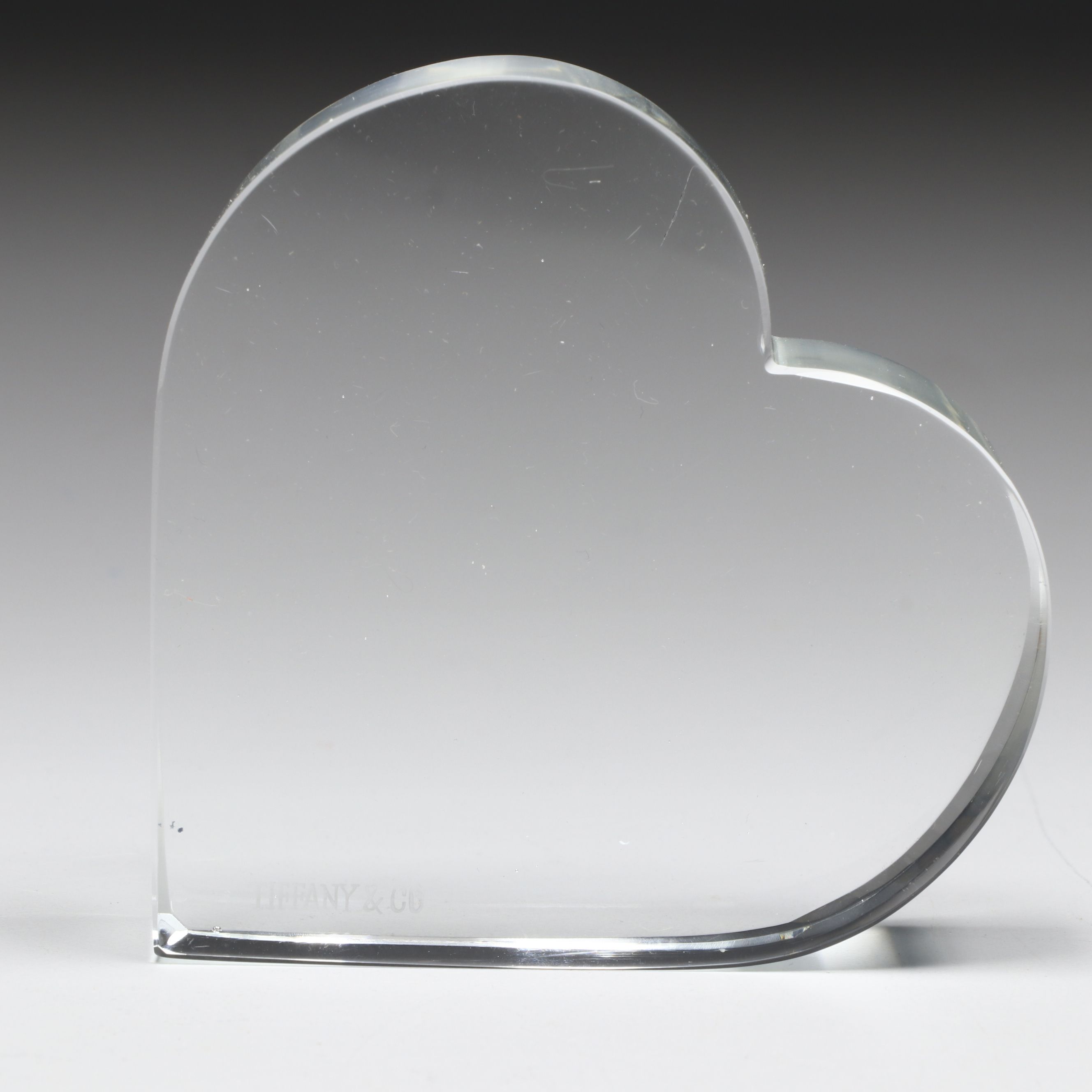 Tiffany & Co. Heart-Shaped Crystal Paperweight with Other Cobalt Art Glass
