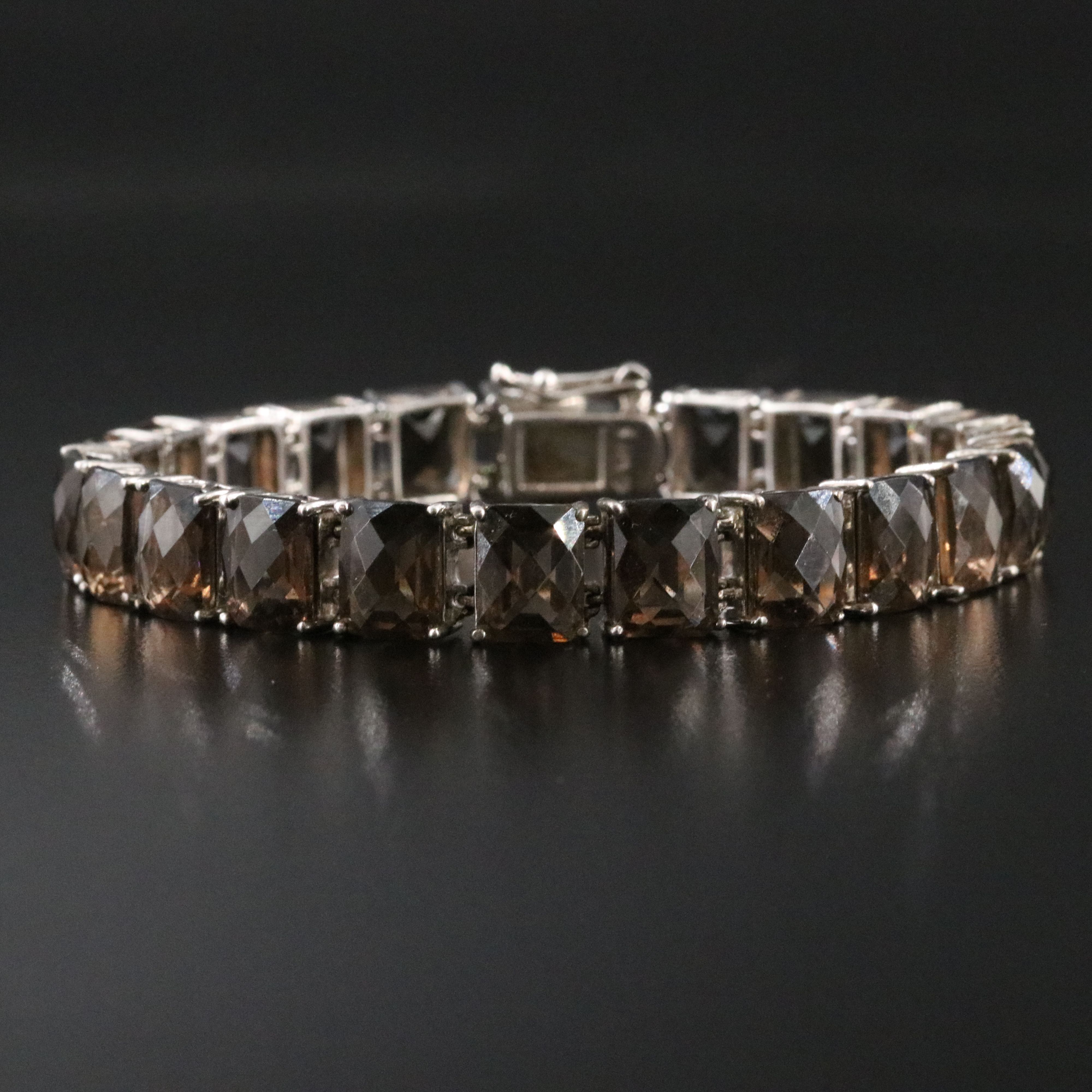 Sterling Smoky Quartz Line Bracelet