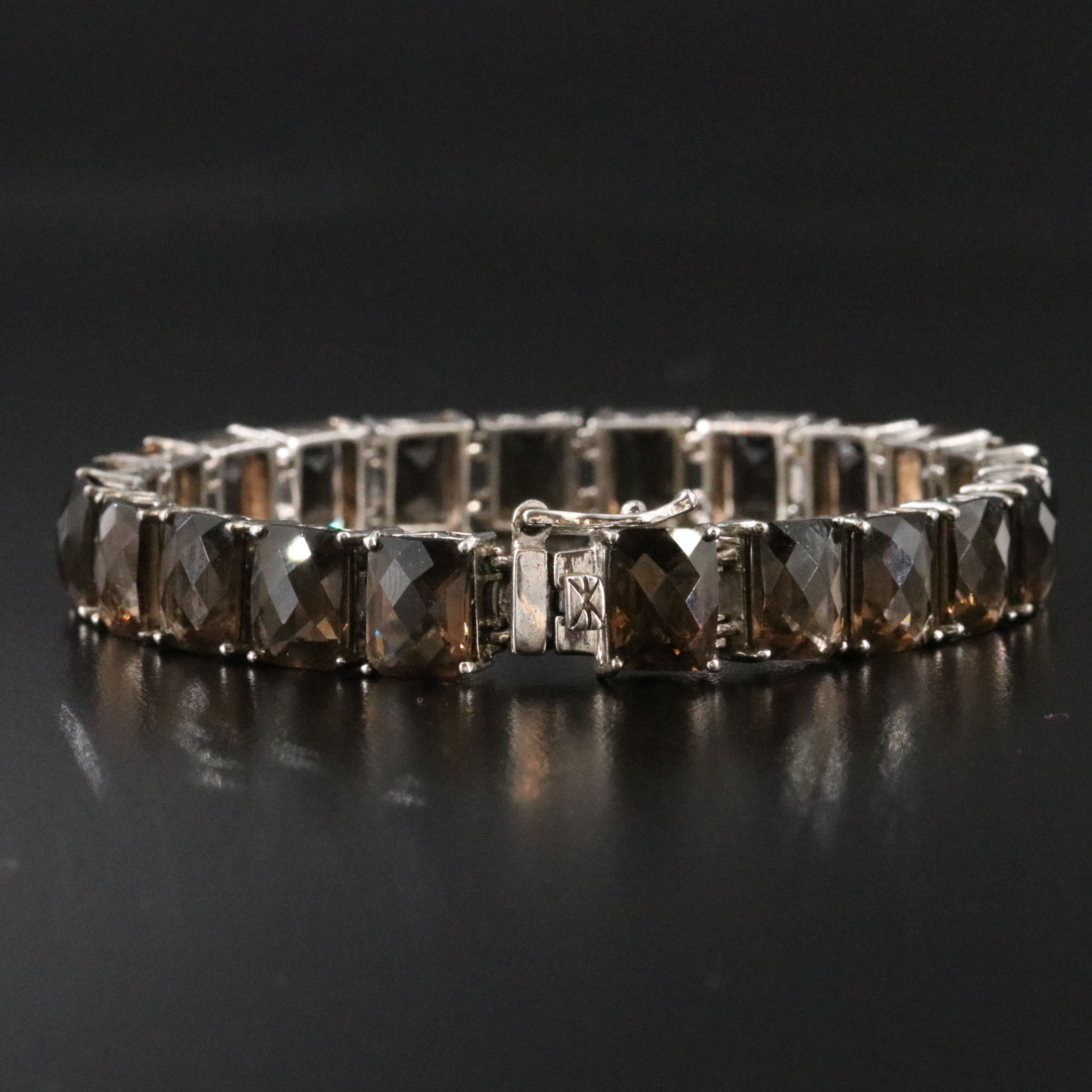 Sterling Smoky Quartz Line Bracelet