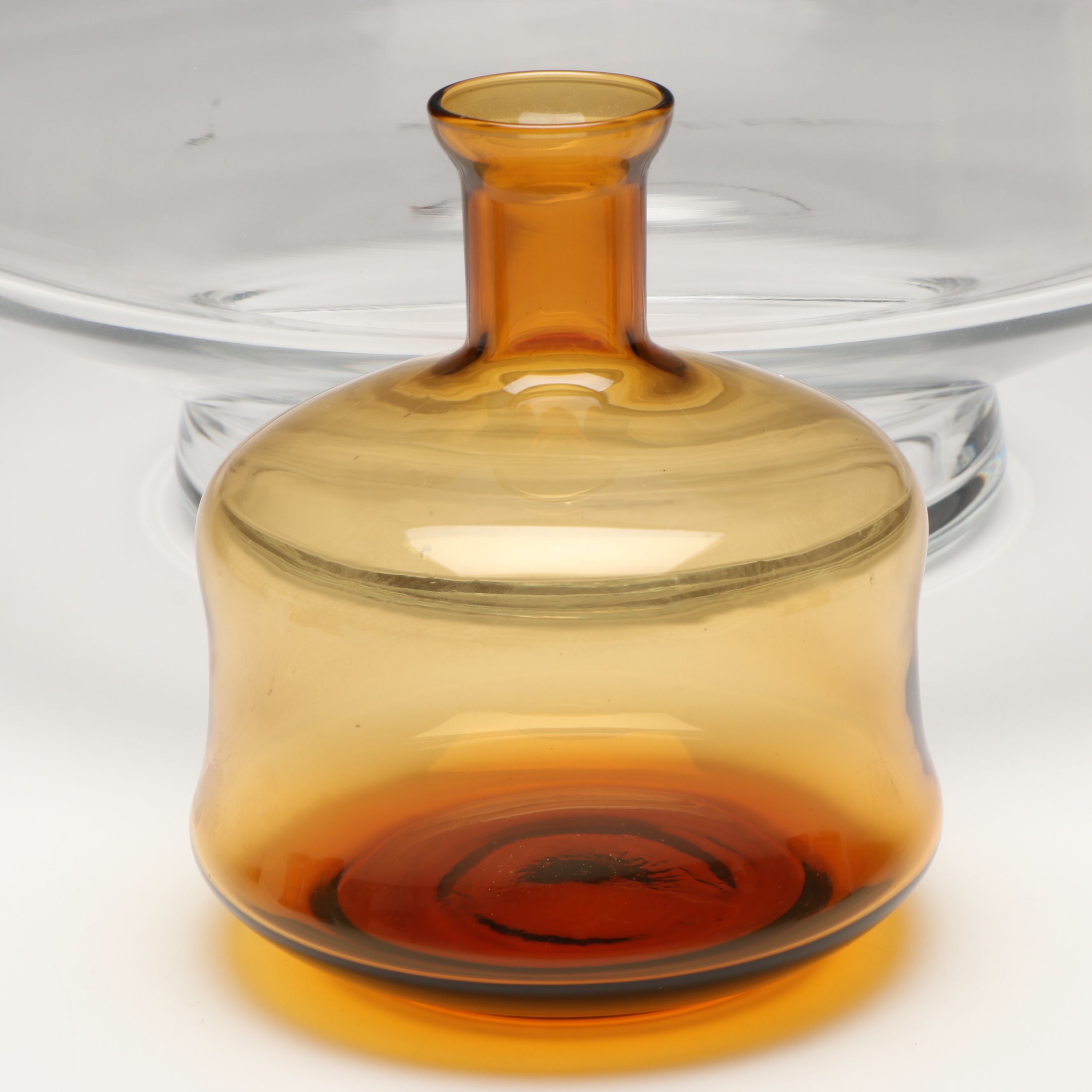 Viski Footed Glass Punch Bowl with Amber Carafe and Cordial Glasses