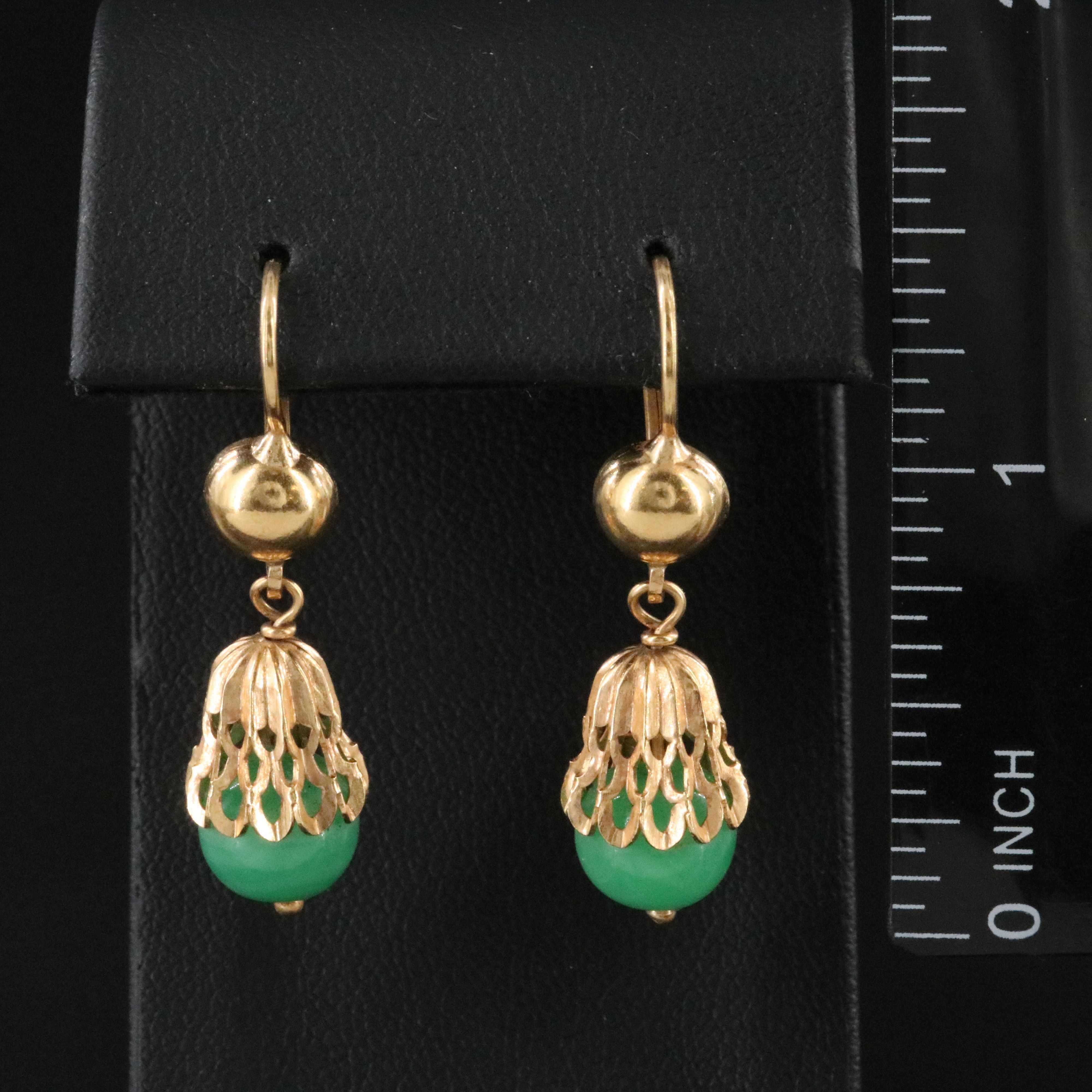 18K annd 14K Glass Fluted Earrings