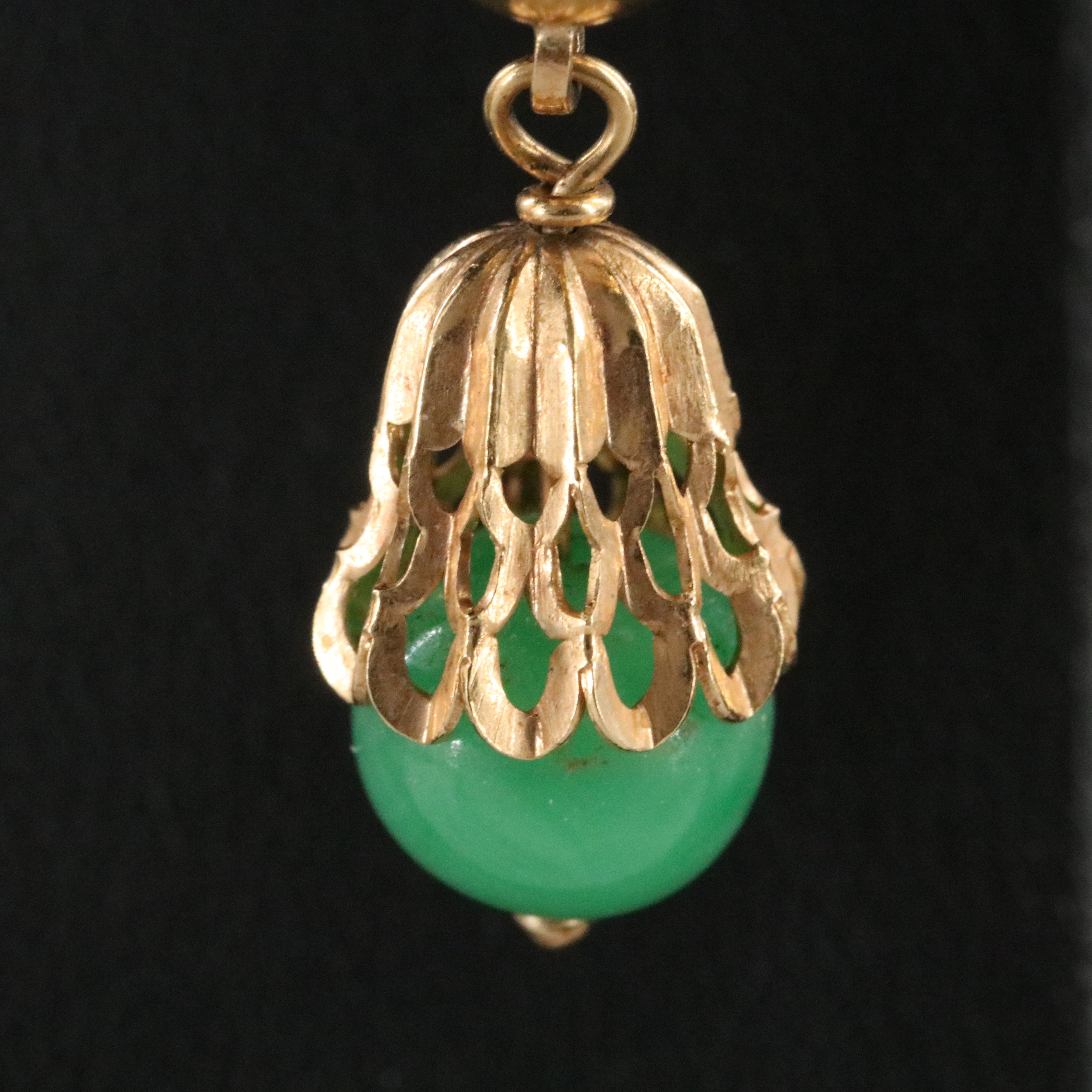 18K annd 14K Glass Fluted Earrings