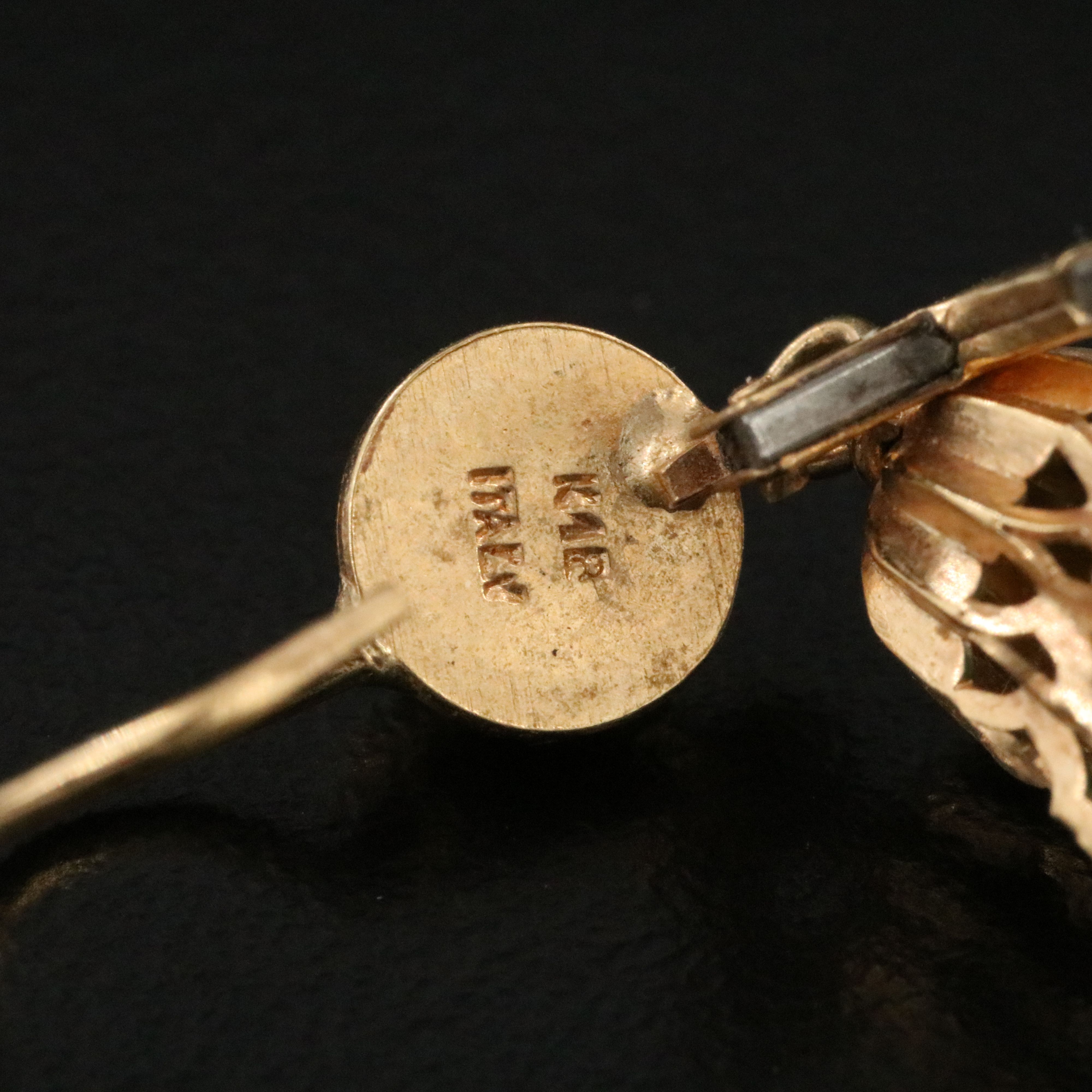 18K annd 14K Glass Fluted Earrings