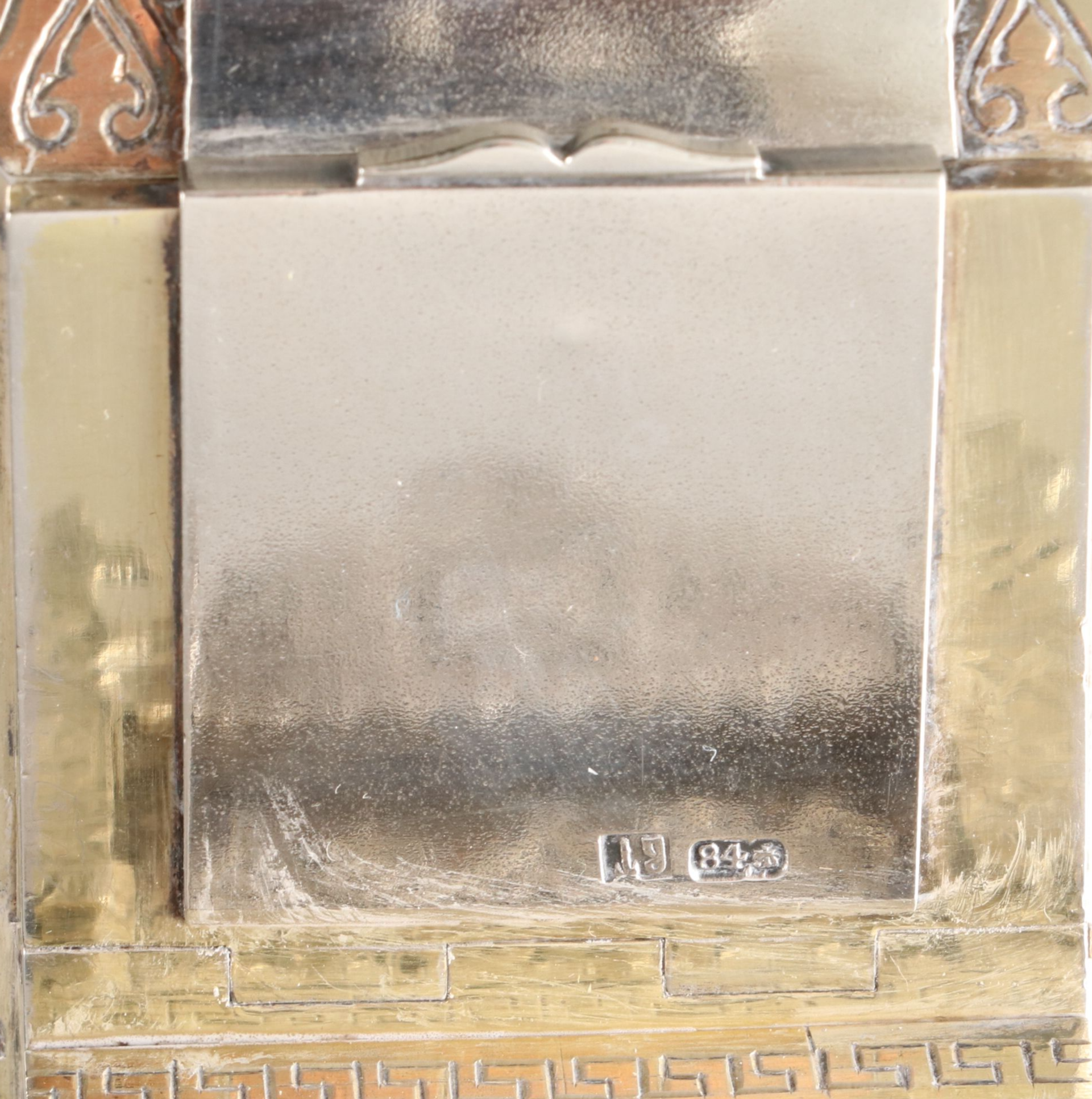 Russian 800 Silver Salt Cellar Throne with Enamel Accents, 1886