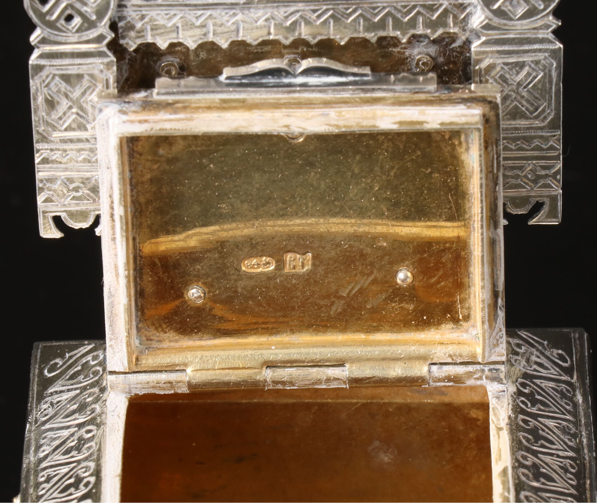 Russian 800 Silver Salt Cellar Throne with Enamel Accents, 1886