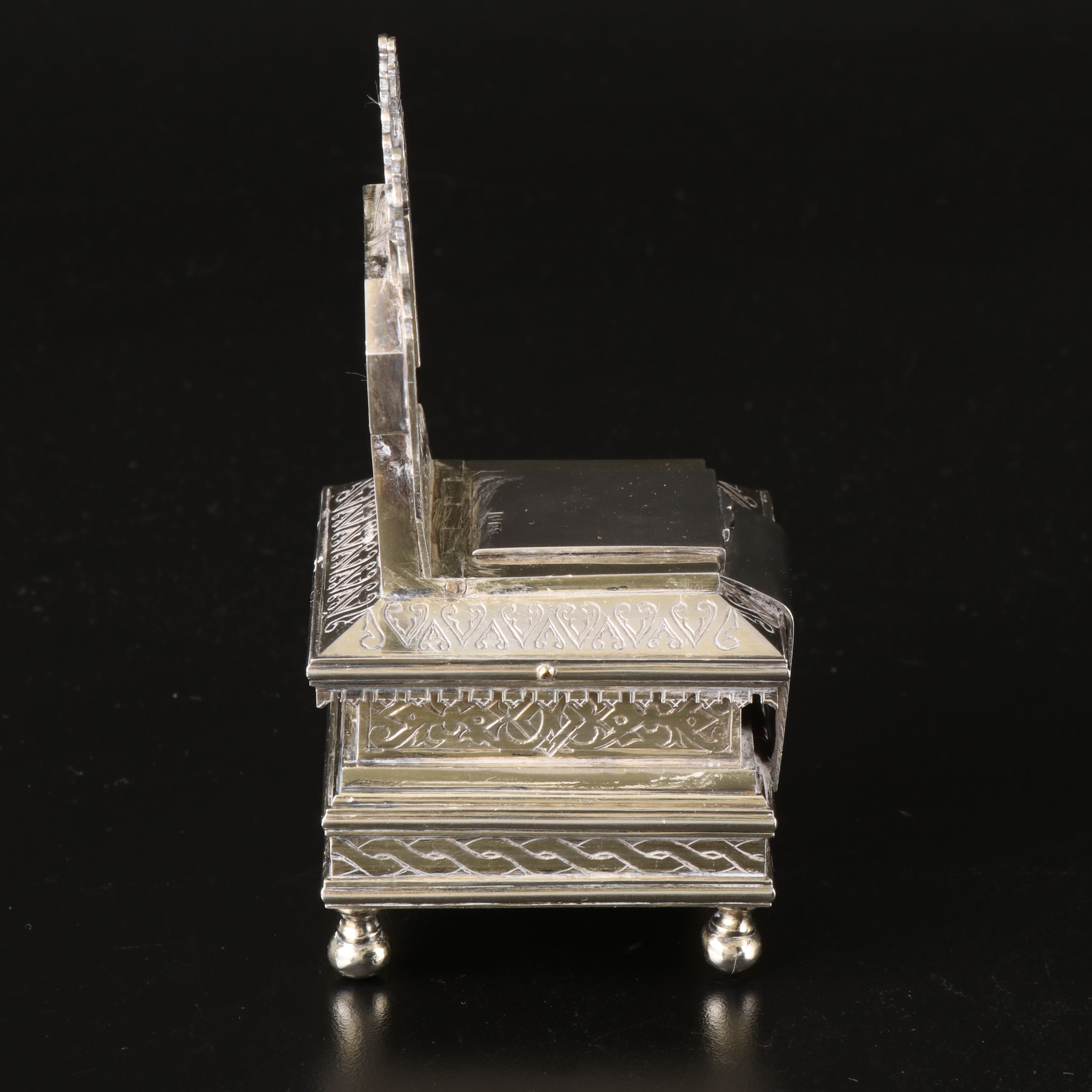 Russian 800 Silver Salt Cellar Throne with Enamel Accents, 1886