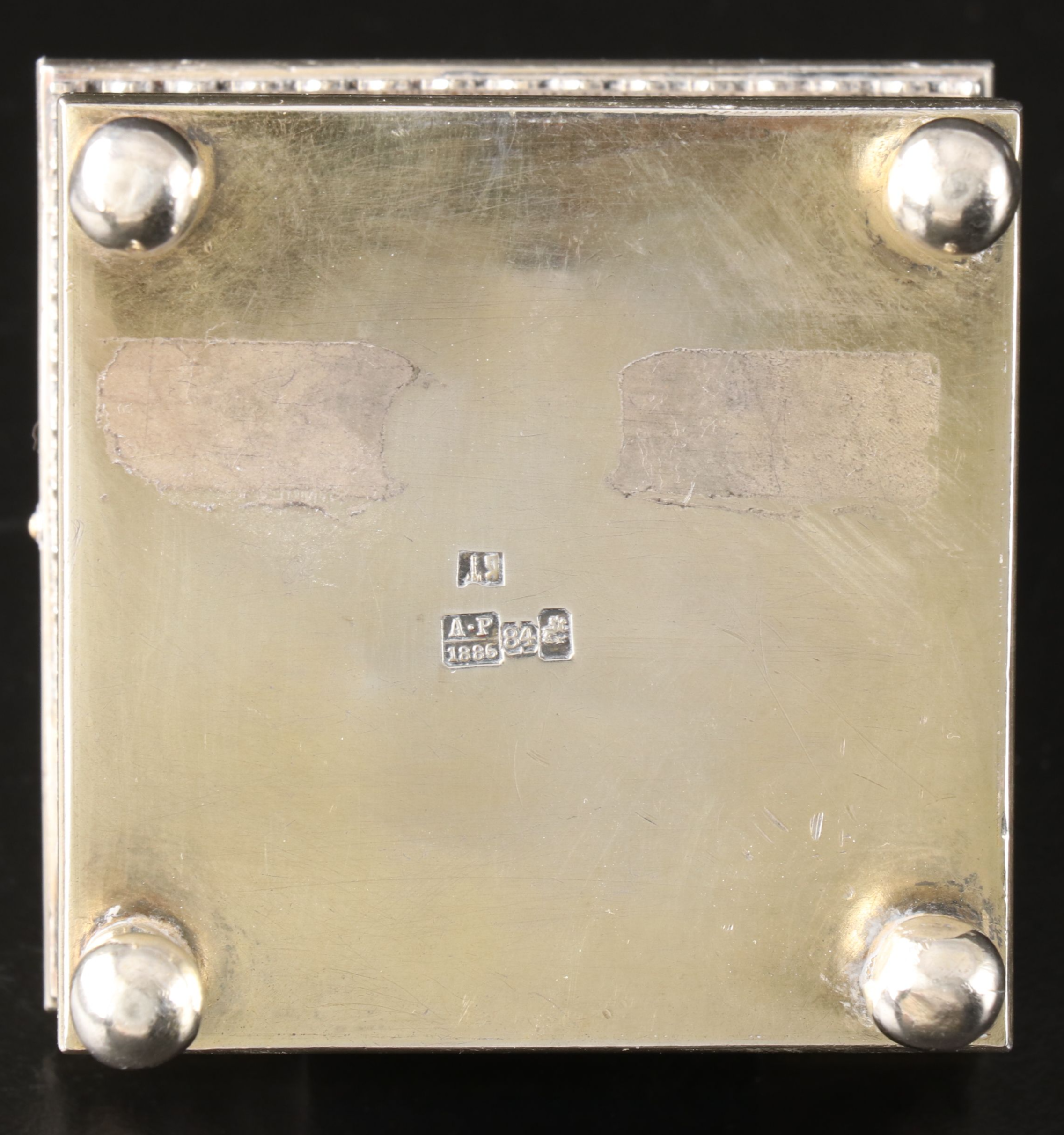 Russian 800 Silver Salt Cellar Throne with Enamel Accents, 1886