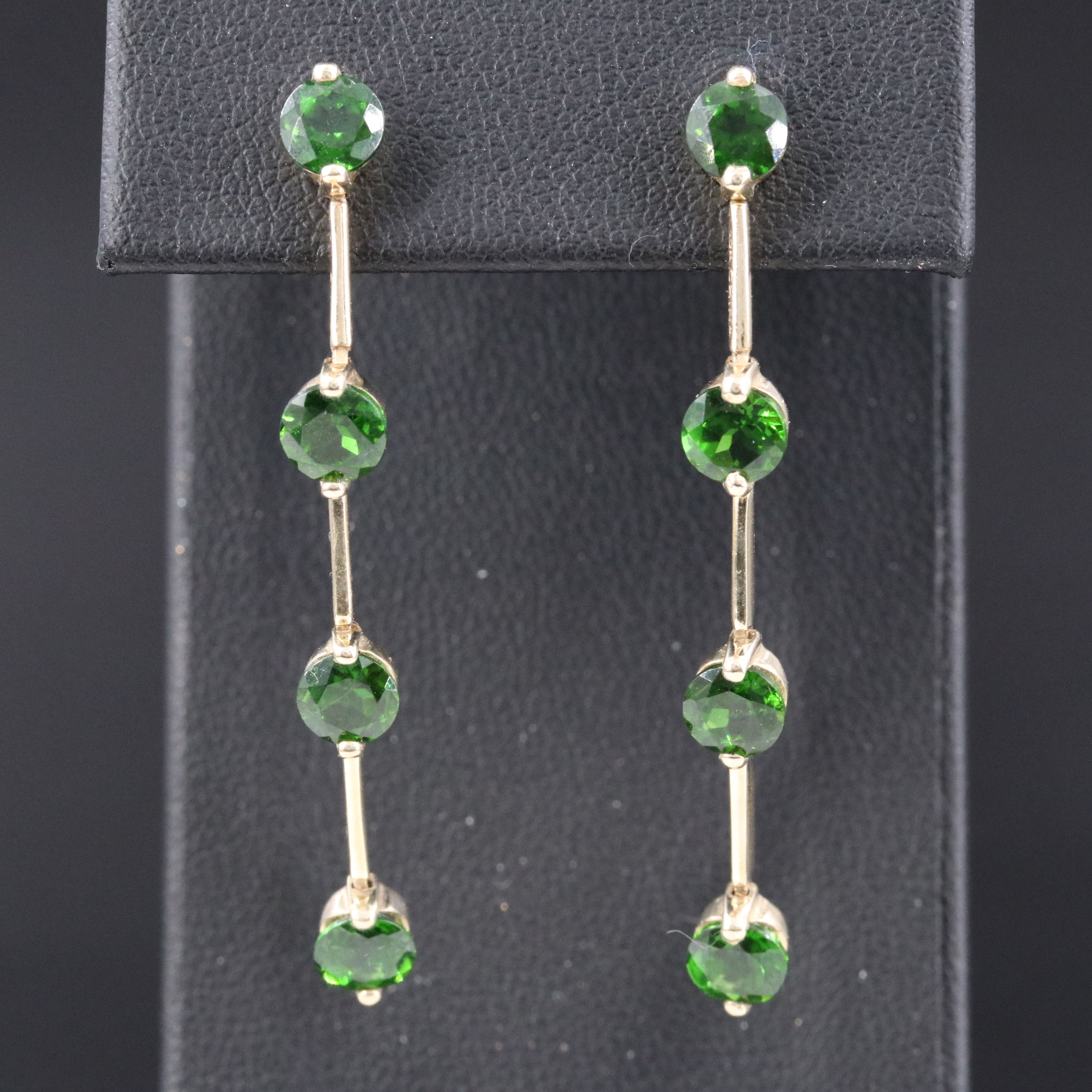 10K Diopside Bar Earrings