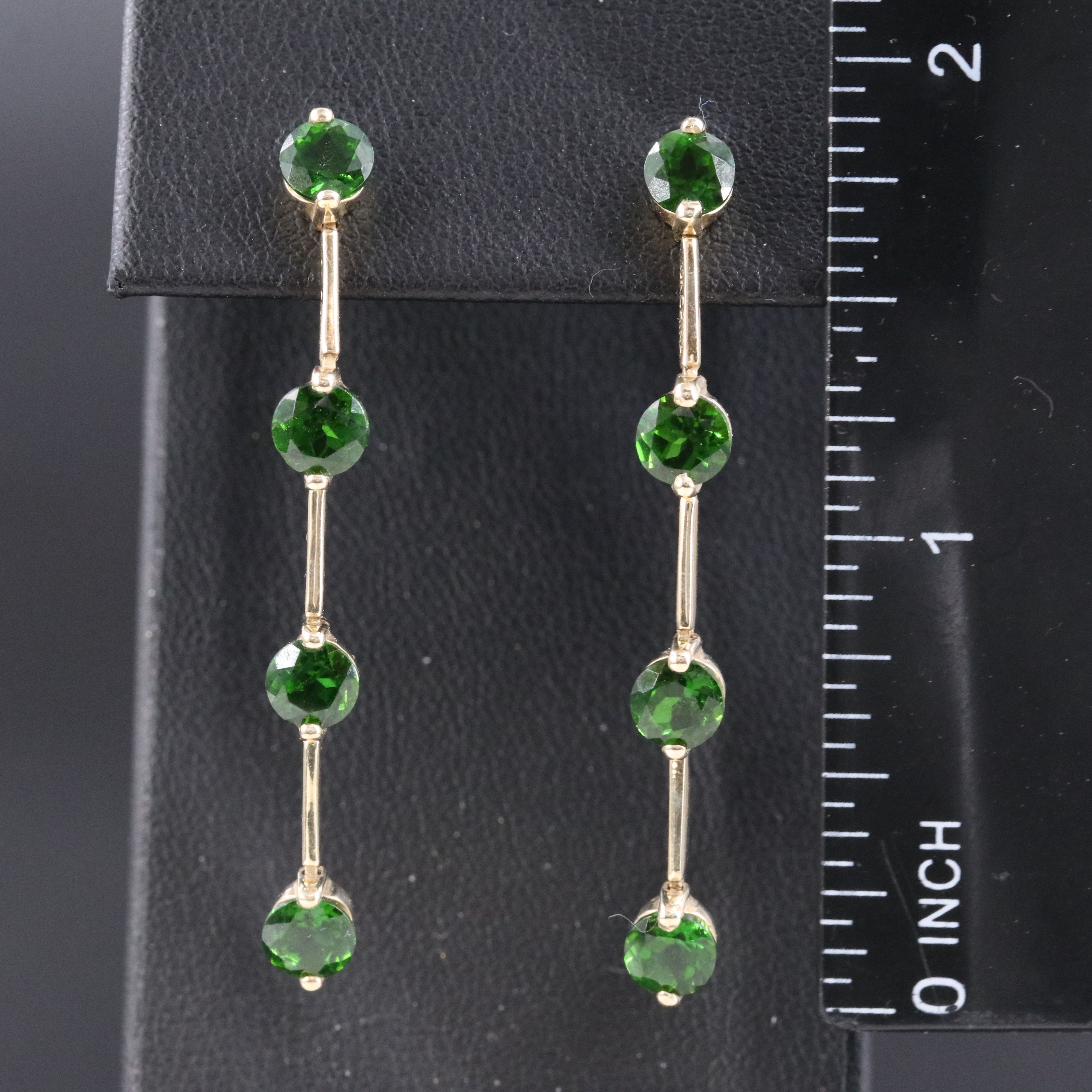 10K Diopside Bar Earrings