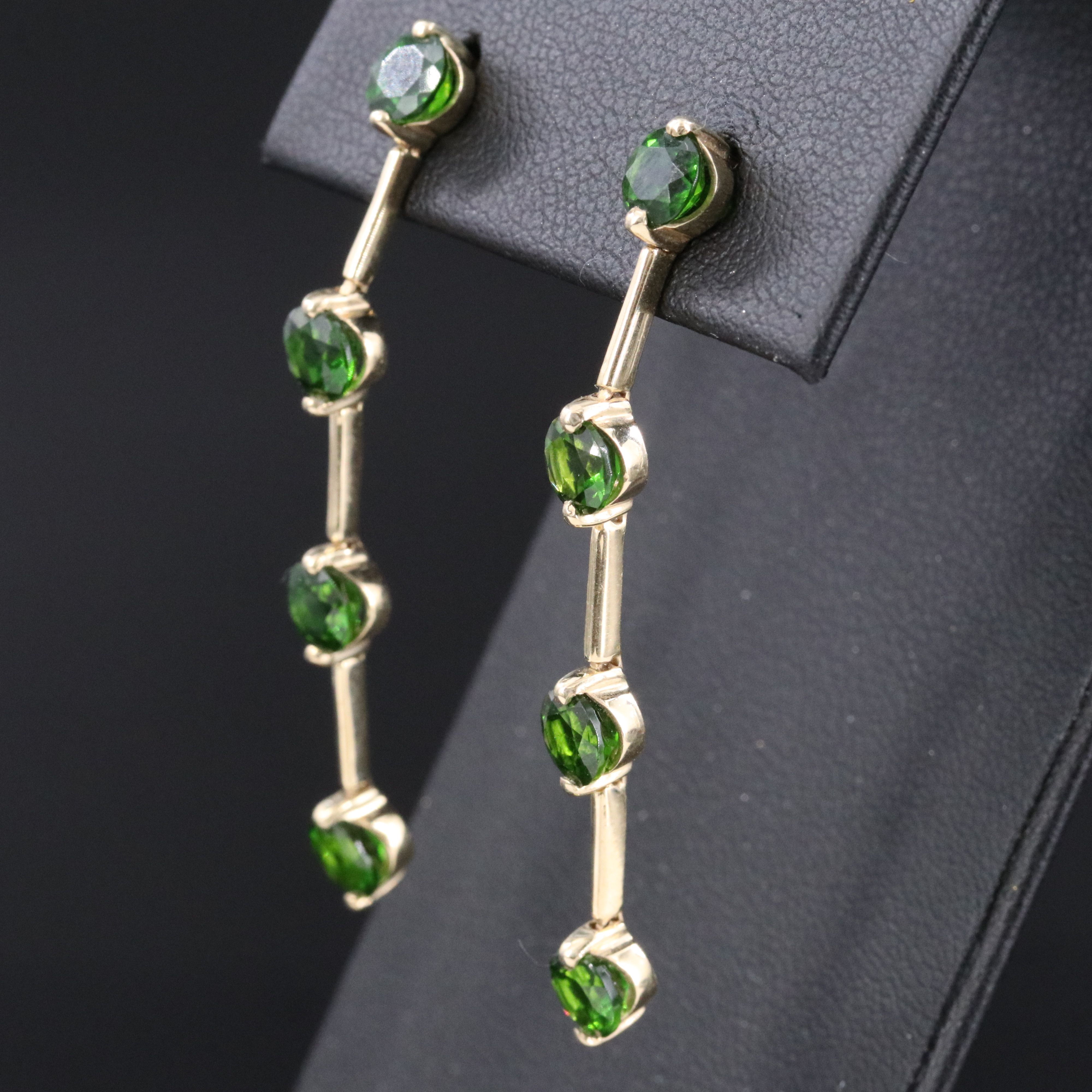 10K Diopside Bar Earrings