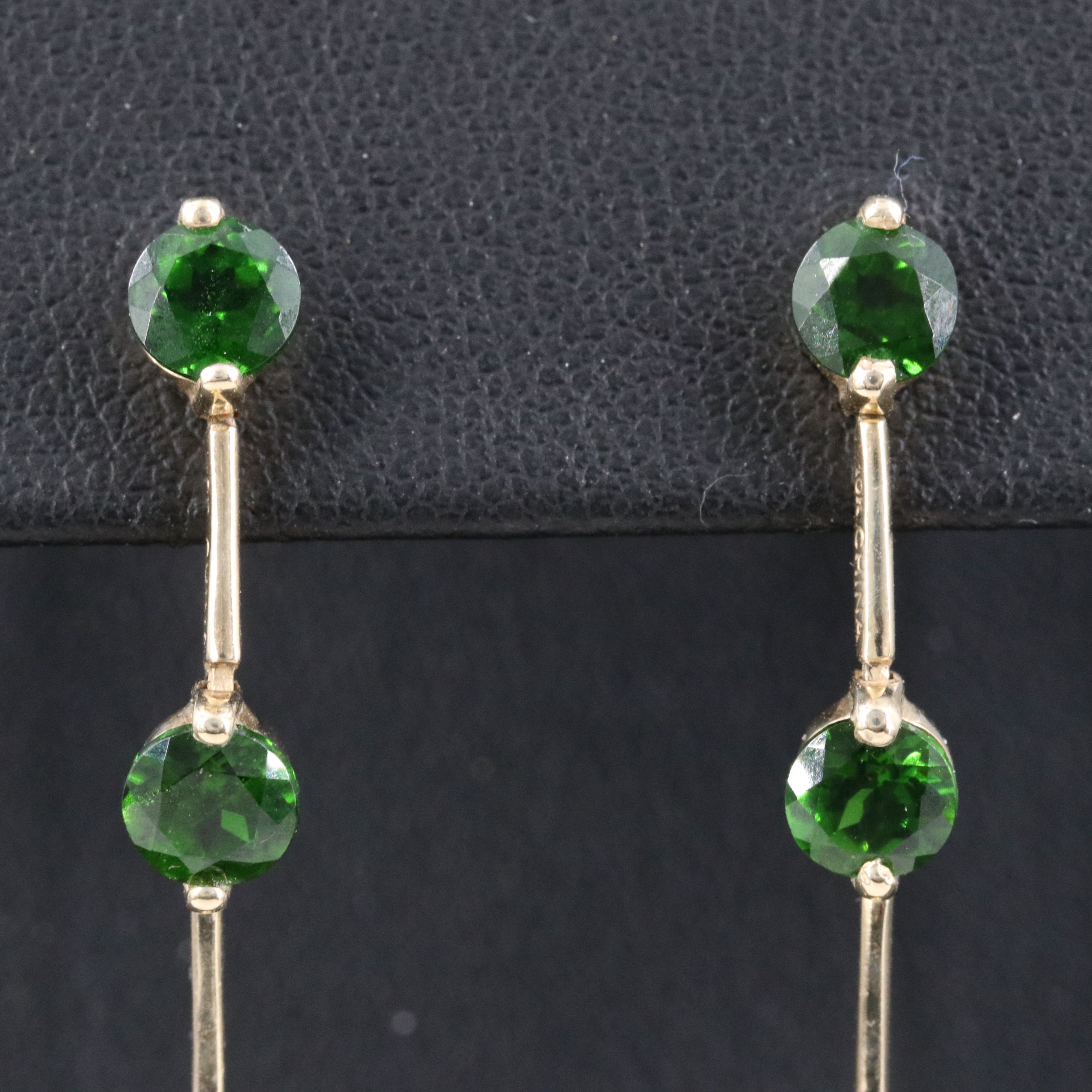 10K Diopside Bar Earrings