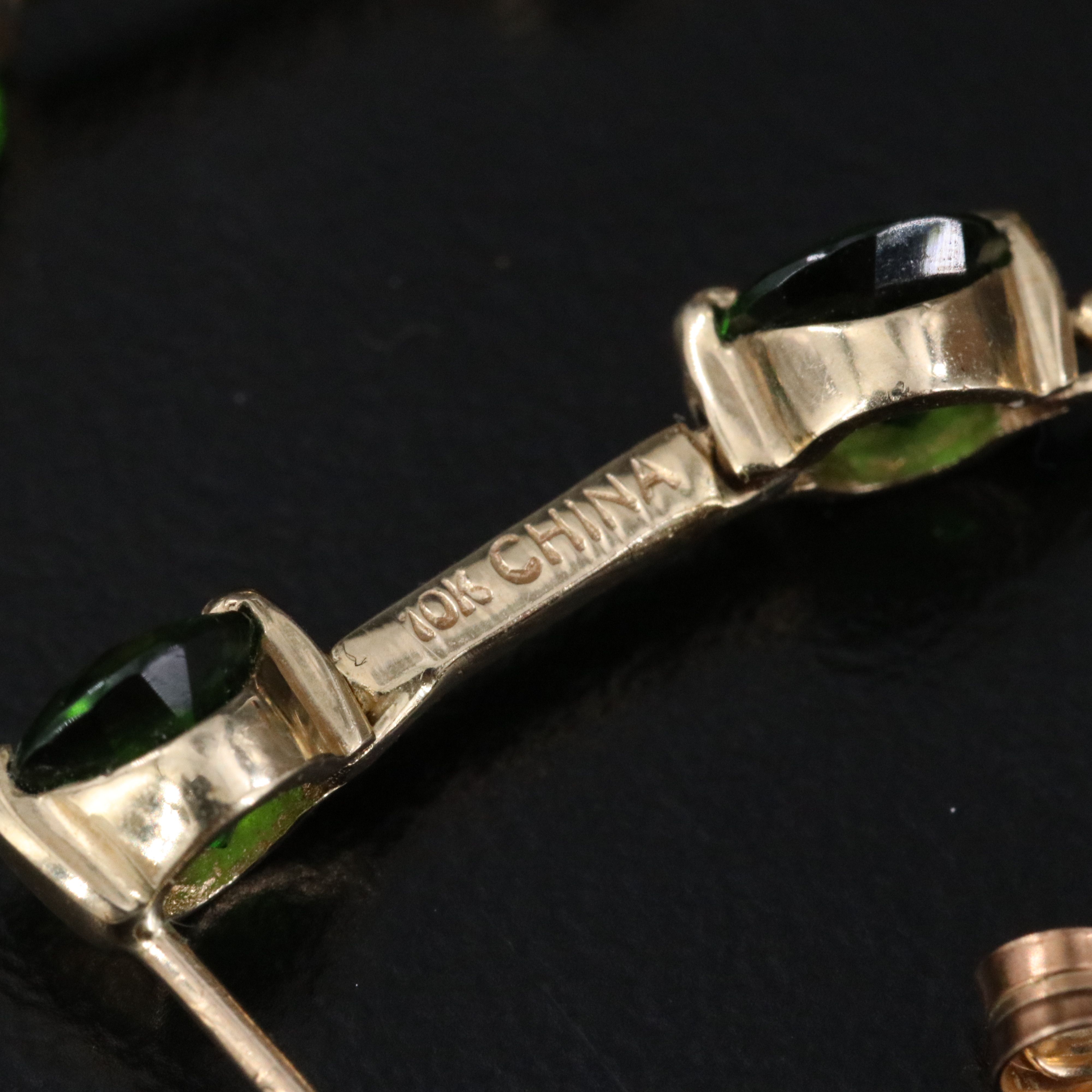 10K Diopside Bar Earrings