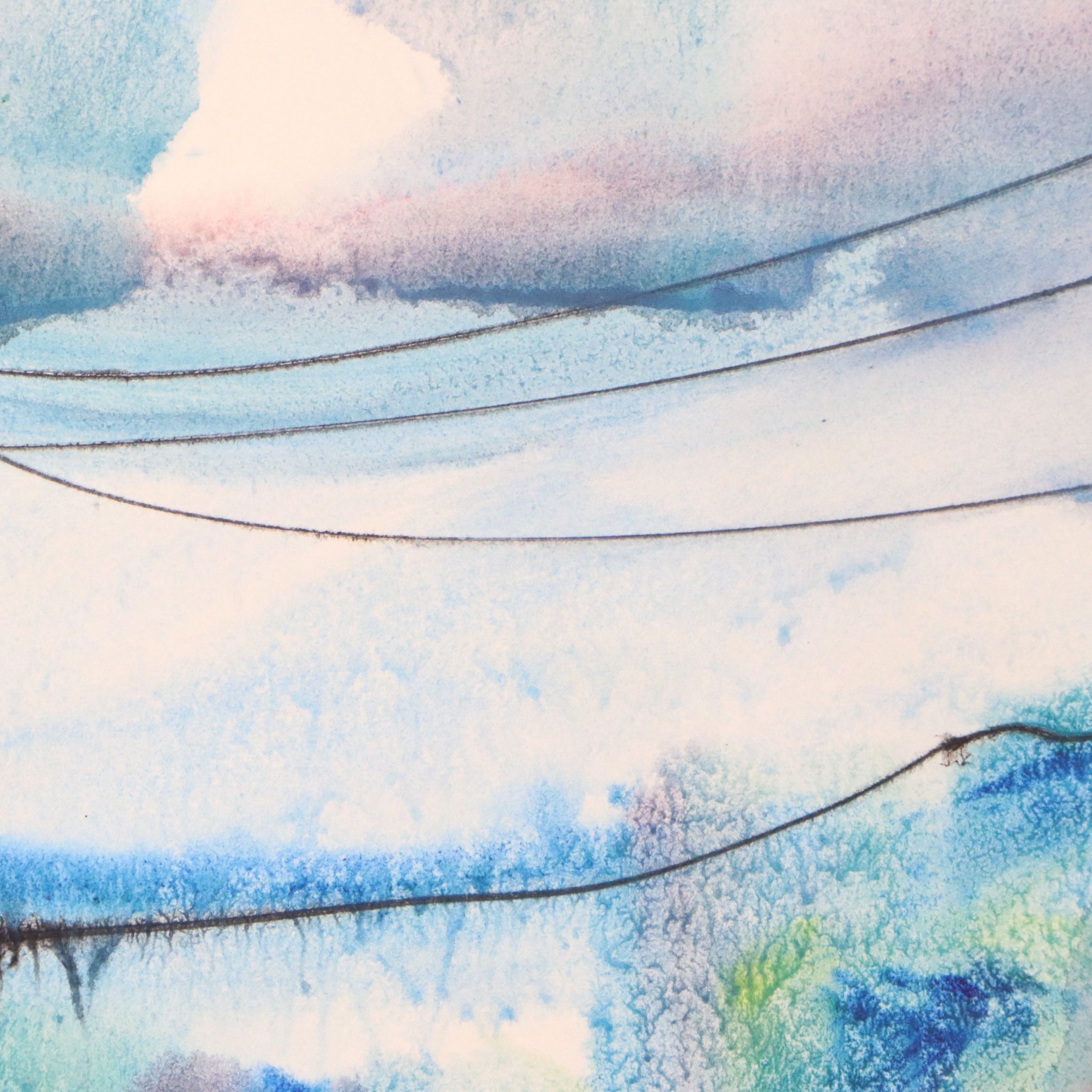 Jack Meanwell Abstracted Landscape Watercolor Painting, 1979