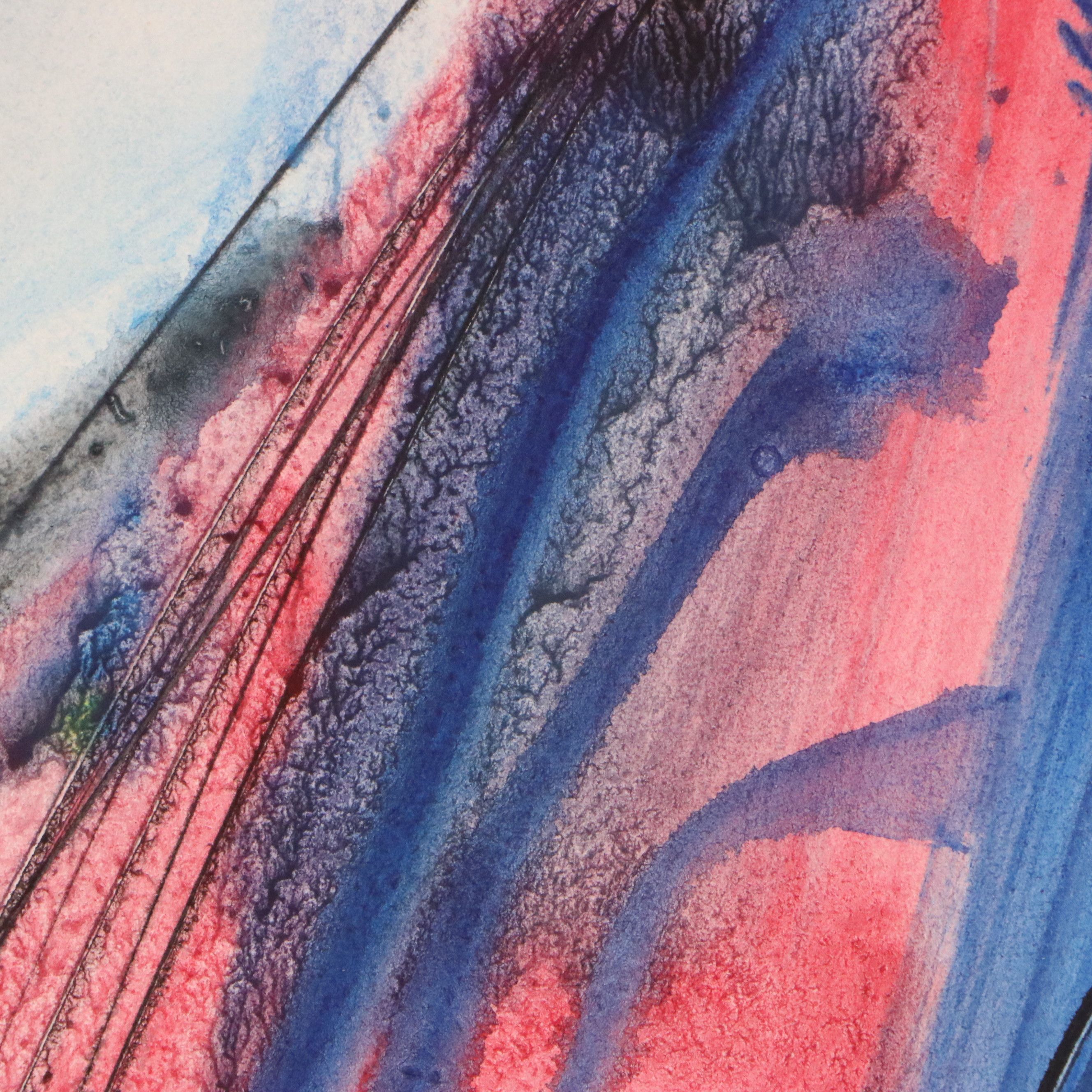 Jack Meanwell Abstracted Landscape Watercolor Painting, 1979