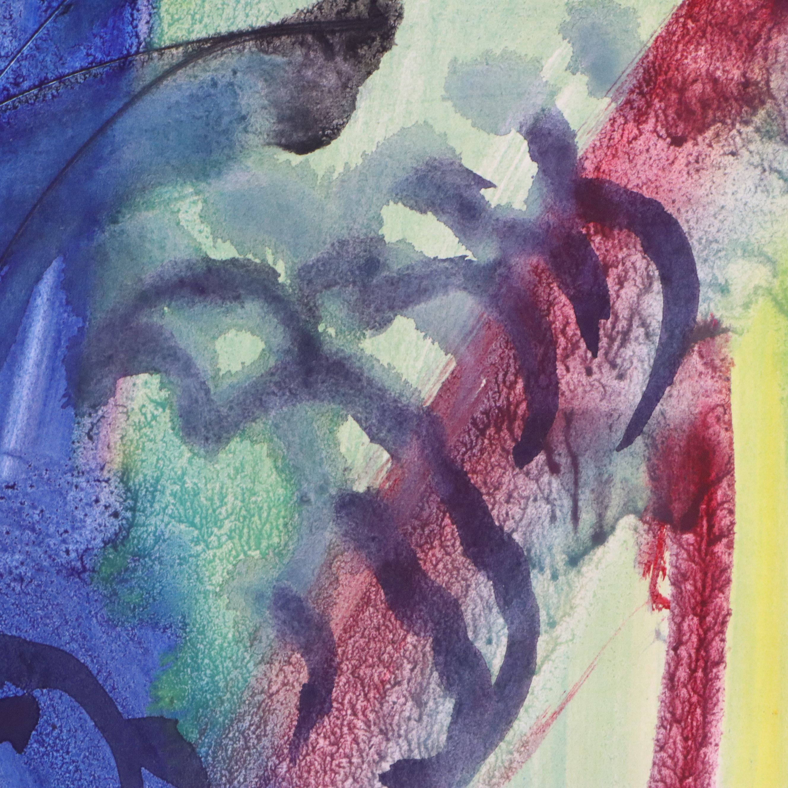 Jack Meanwell Abstracted Landscape Watercolor Painting, 1979