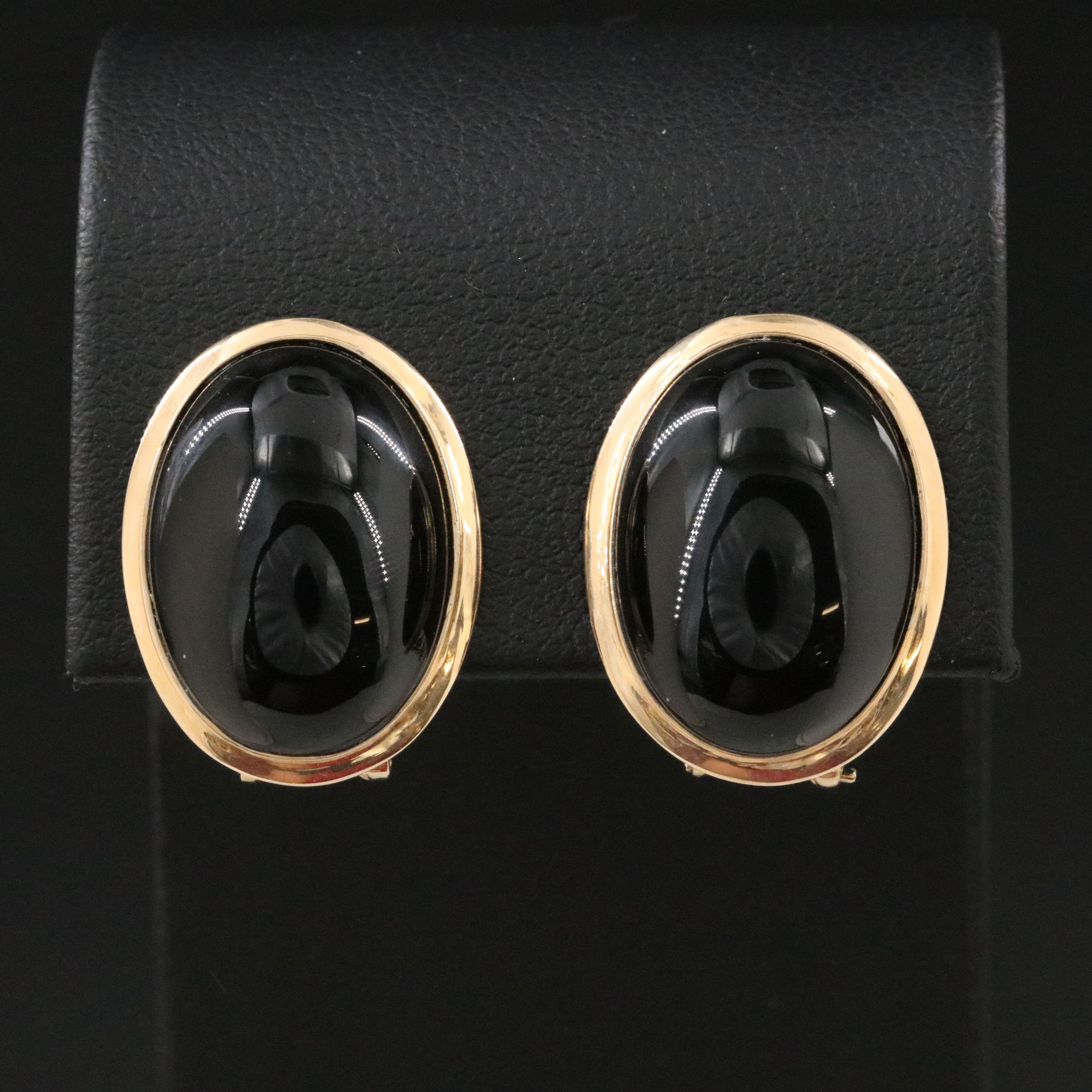 14K Black Onyx Button Earrings