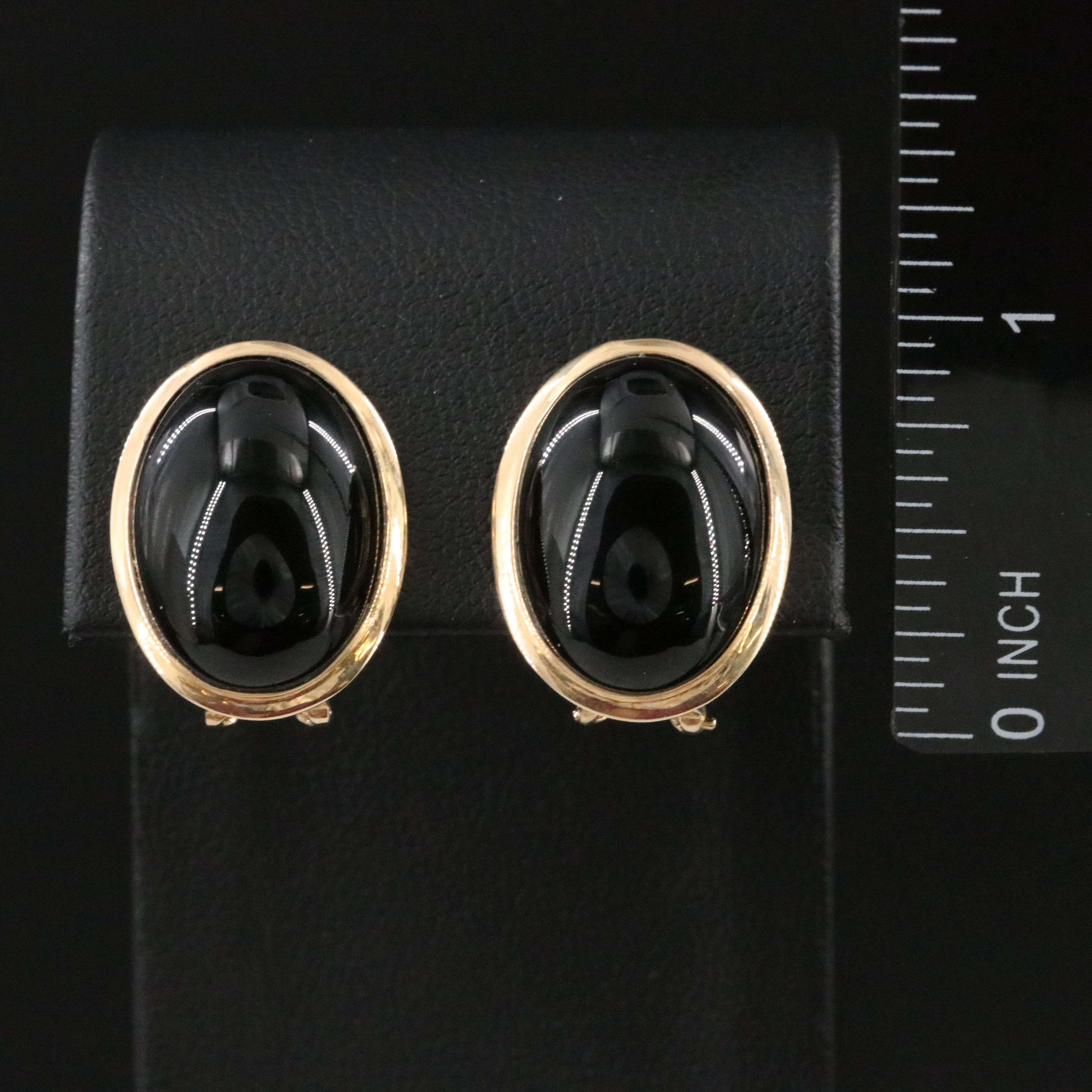 14K Black Onyx Button Earrings