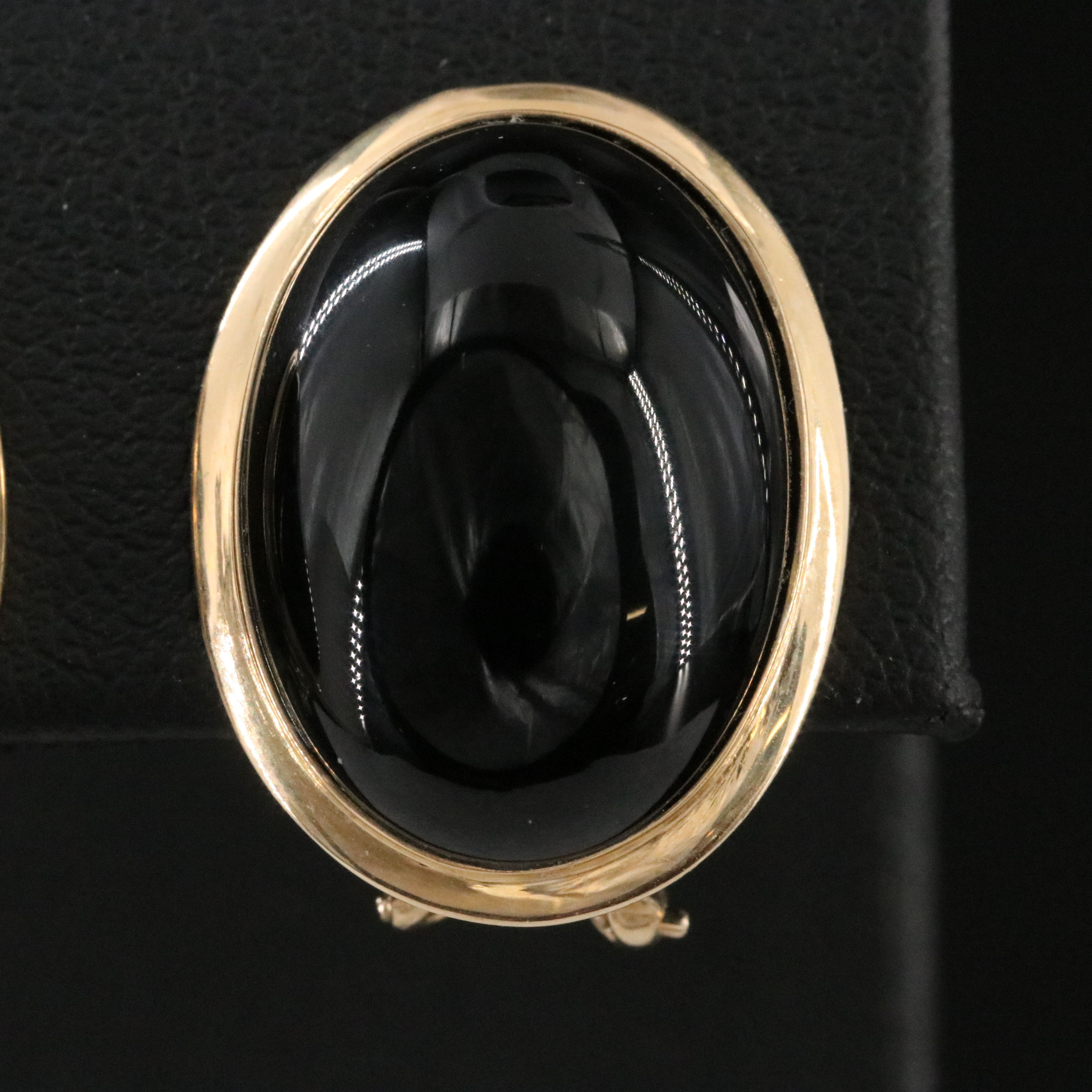 14K Black Onyx Button Earrings