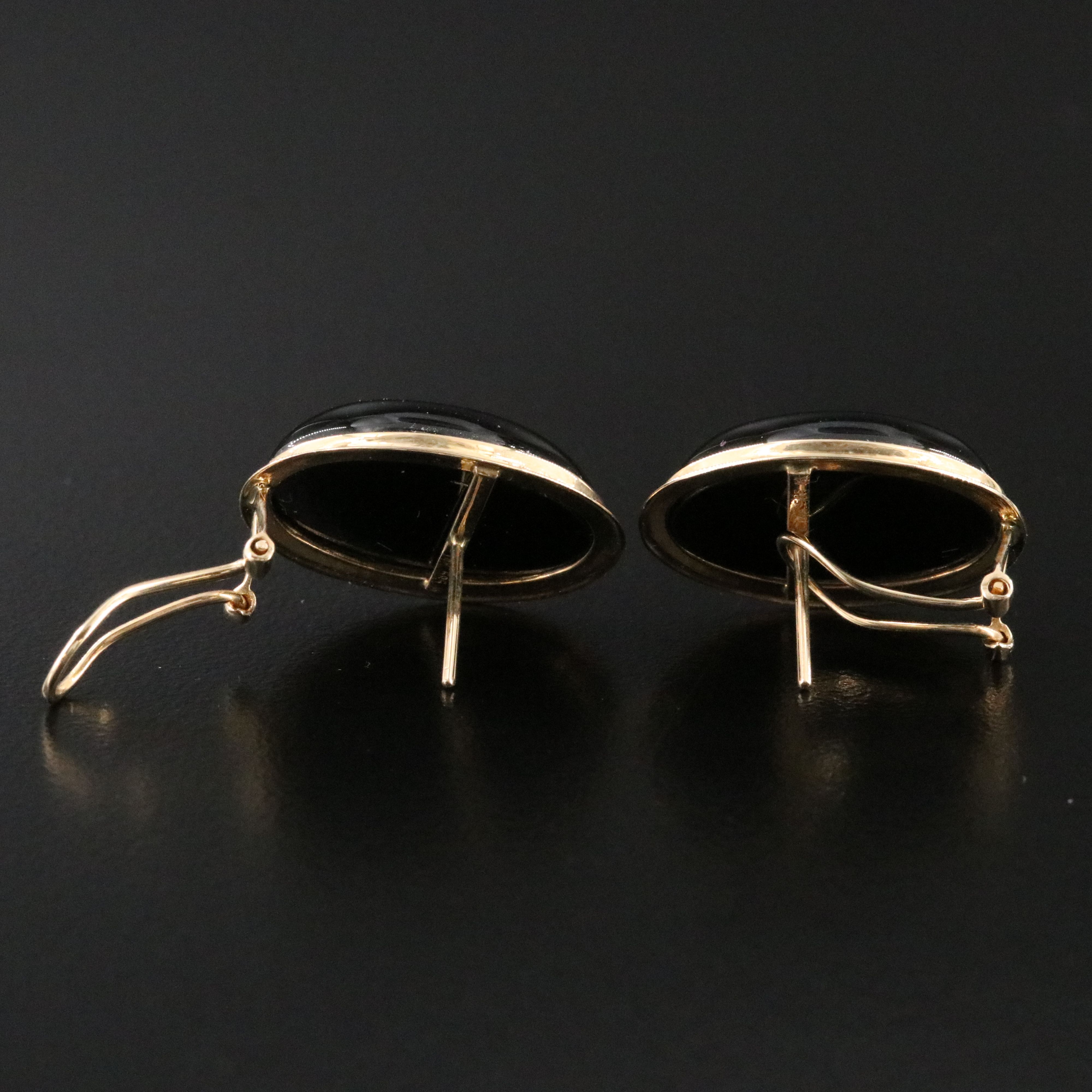 14K Black Onyx Button Earrings