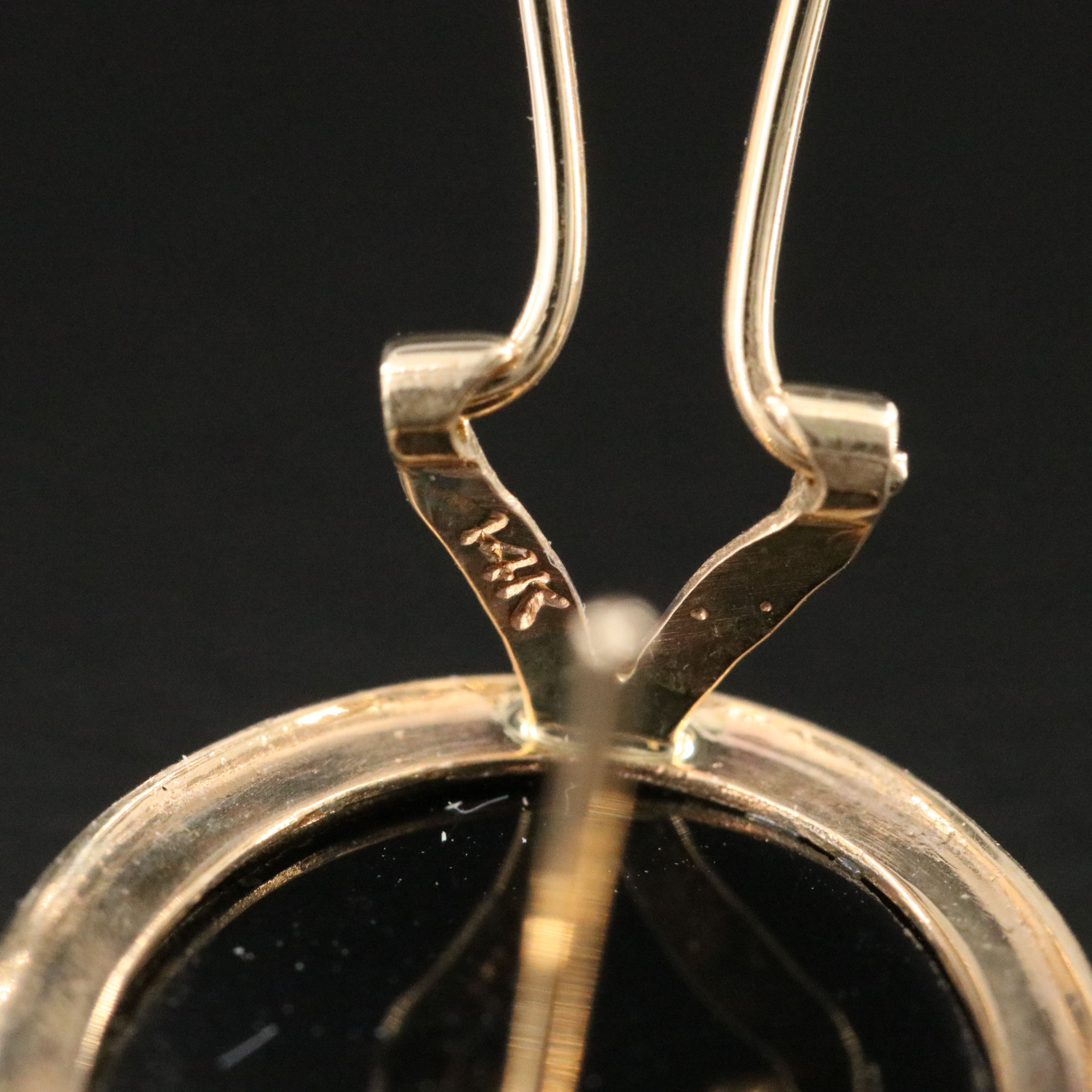 14K Black Onyx Button Earrings