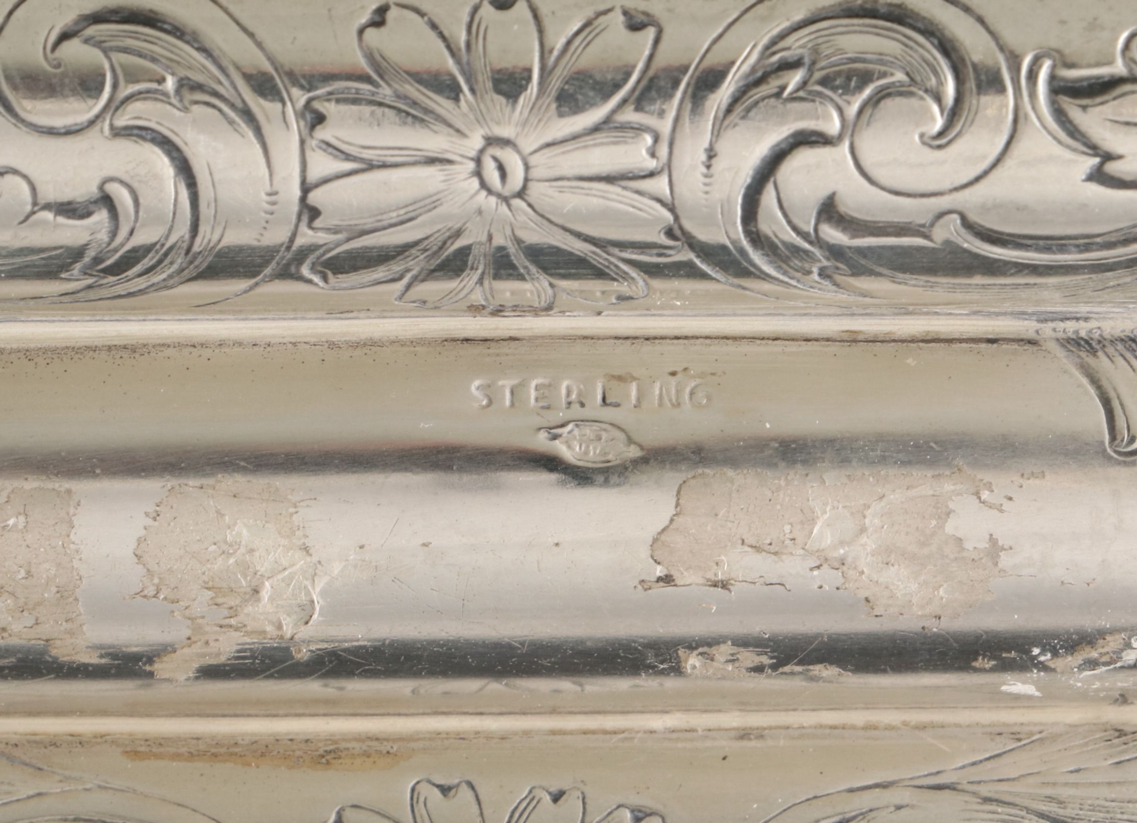 Webster Floral Etched Monogrammed Sterling Silver Cigar Case